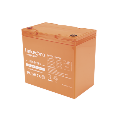 Batería de respaldo  12 V | 55 Ah | AGM | Certificada UL94-V0 Retardante a la Flama | Especial para Seguridad Electrónica | UPS  | Sistemas de emergencia | Vida útil 5 años | Terminales T2 