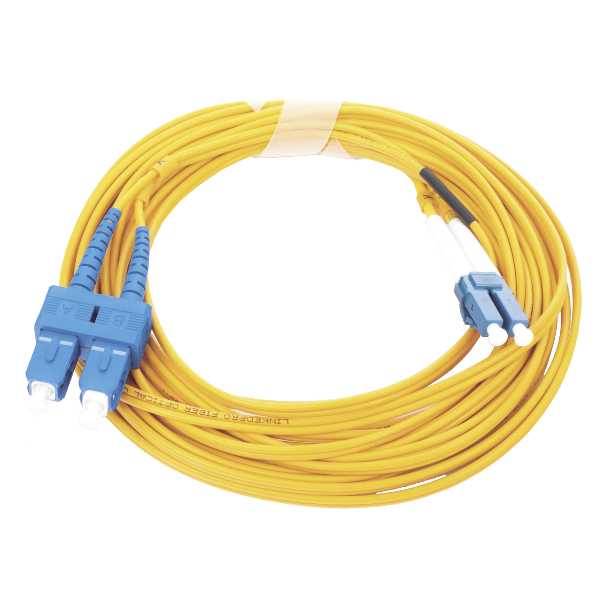 Jumper de Fibra Óptica / Monomodo 9/125 / LC/UPC-SC/UPC / Dúplex / PVC 2.0 mm / 5 m (16.40 pies) — LINKEDPRO BY EPCOM · SKU LP-FO-D-LCU-SCU-05