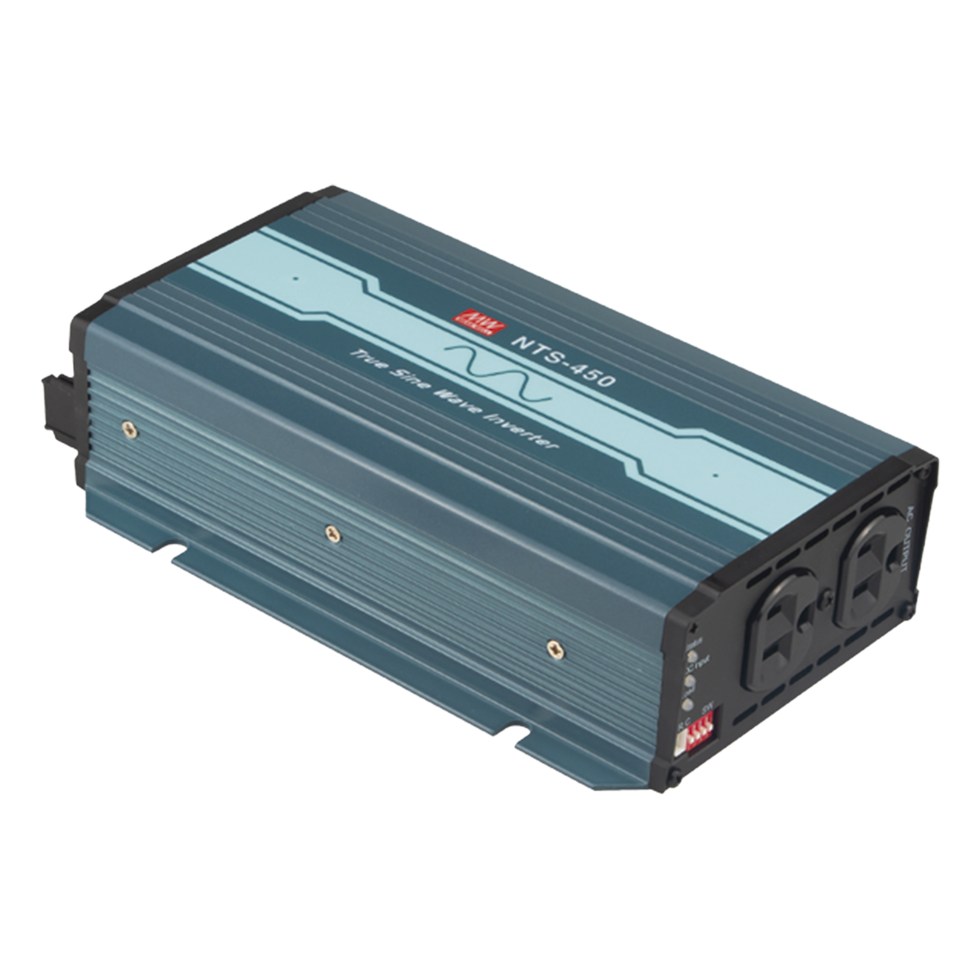 Inversor de Onda Pura / Entrada 12 Vcd / Salida 450 W 120 Vca 60 Hz / Rango -25°C a +70°C / 8.27 x 2.17 x 5.12 in — MEANWELL · SKU NTS450112US