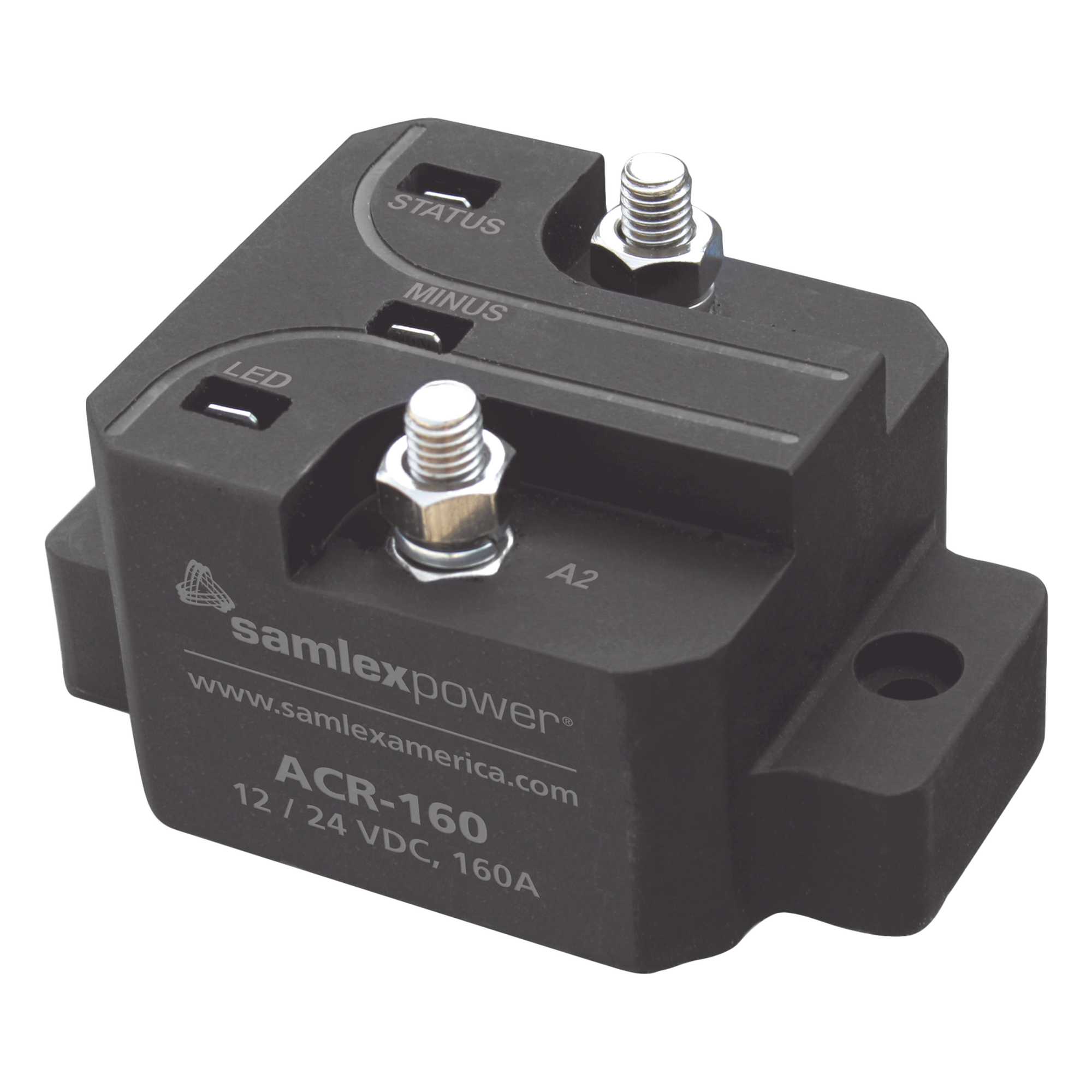 Aislador de Baterías para Vehículos / Detección Automática 12/24 Vcc / 160 A Continuos / 480 A Pico / Control por Microprocesador — SAMLEX · SKU ACR-160