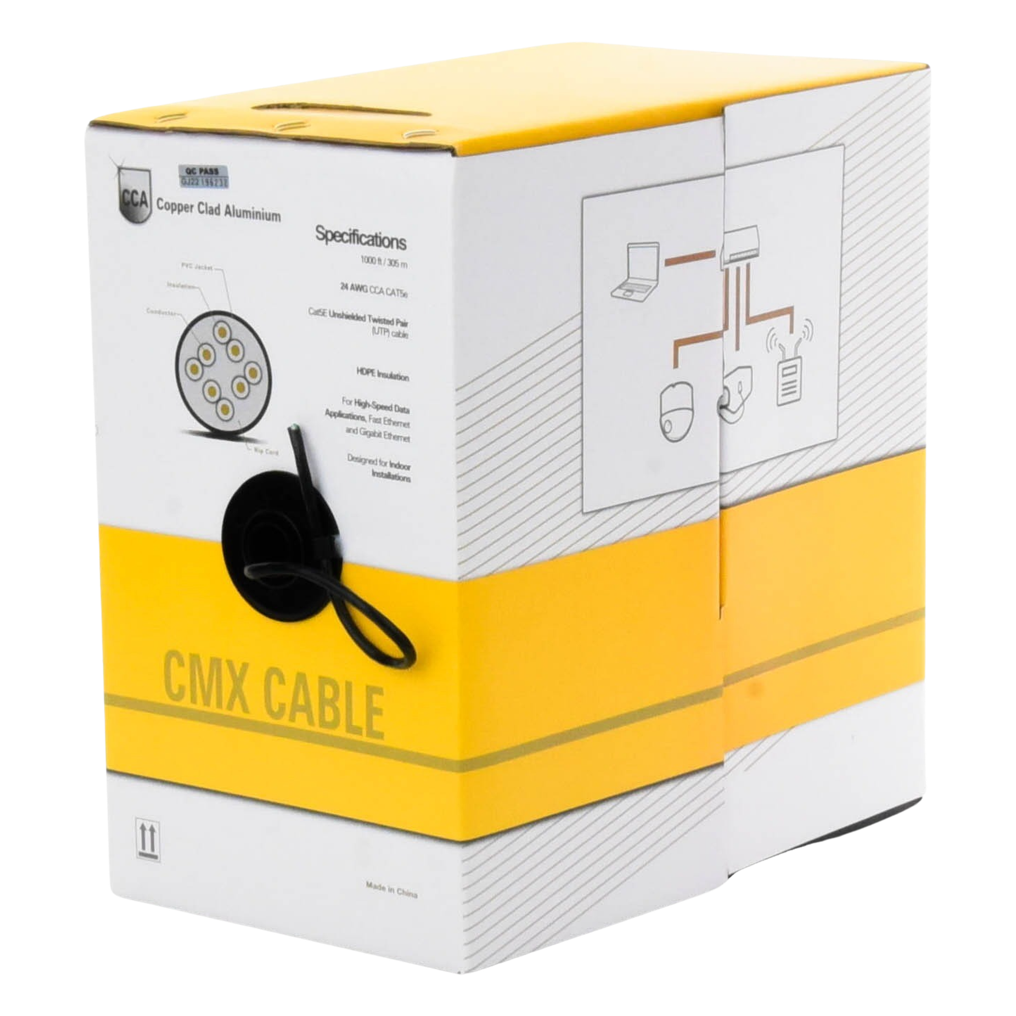 Bobina de Cable / Cat5e UTP / 305 m (1000 ft) / CCA / 24 AWG / 100 MHz / Interior / Negro — LINKEDPRO BY EPCOM · SKU EP-CAT-5E-V2B