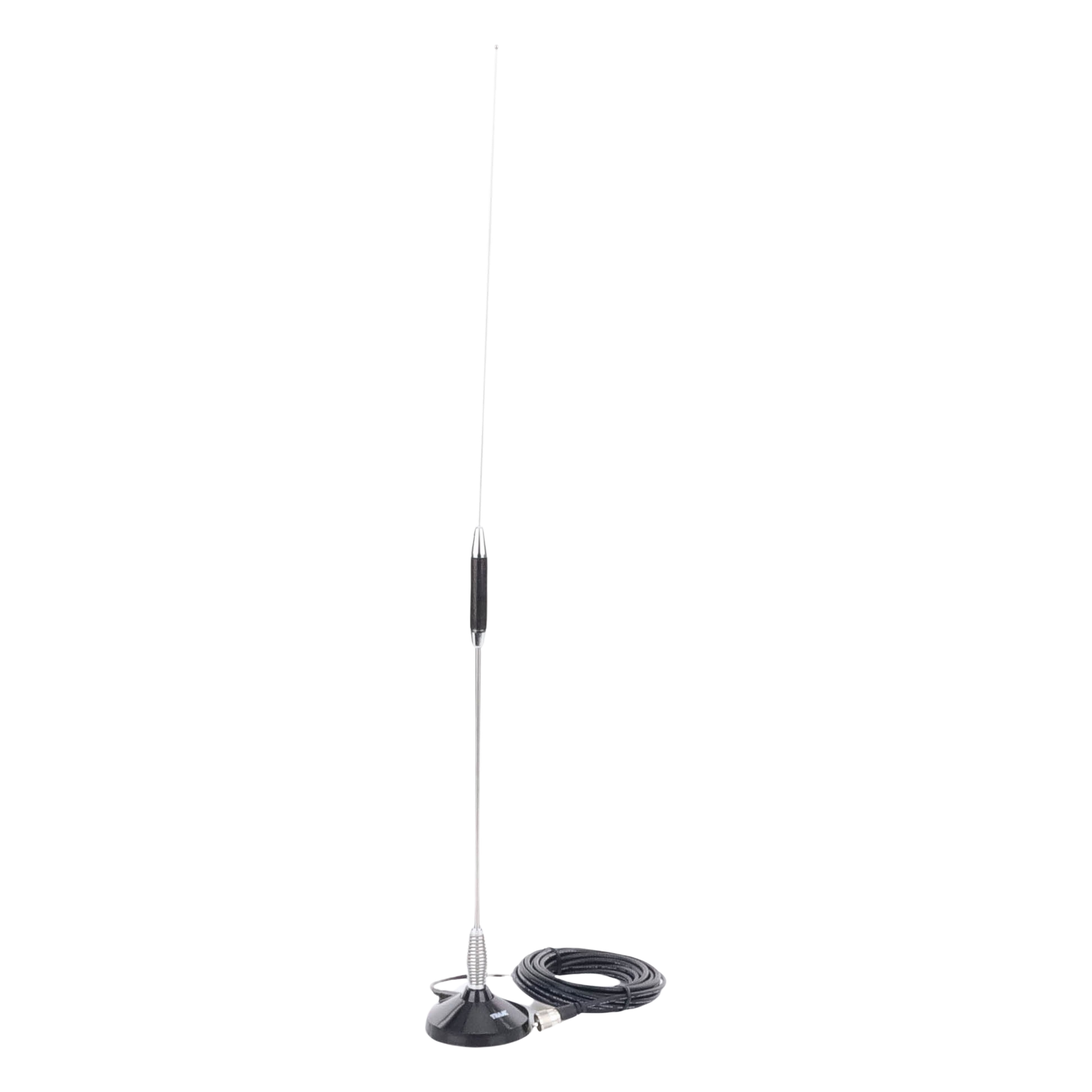 Antena Móvil CB / Banda Civil 26.960 - 27.400 MHz / Acero Inoxidable / Base Magnética / Cable RG58 5 m / 61 cm (24 in)