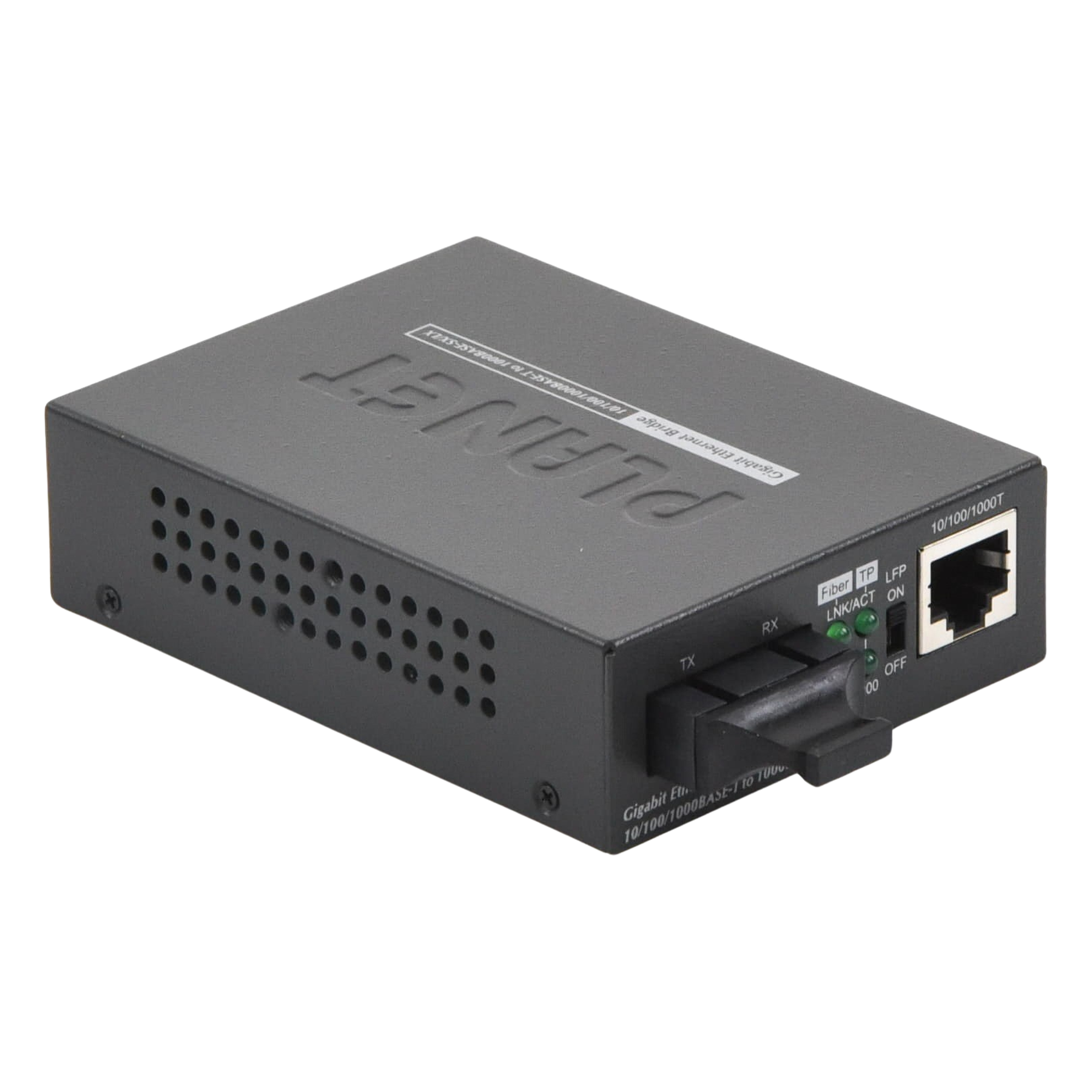 Convertidor de Medios / 1000 Mbps / Fibra Multimodo / 550 m (1804.5 ft) / Conector SC / LFP Configurable — PLANET · SKU GT-802