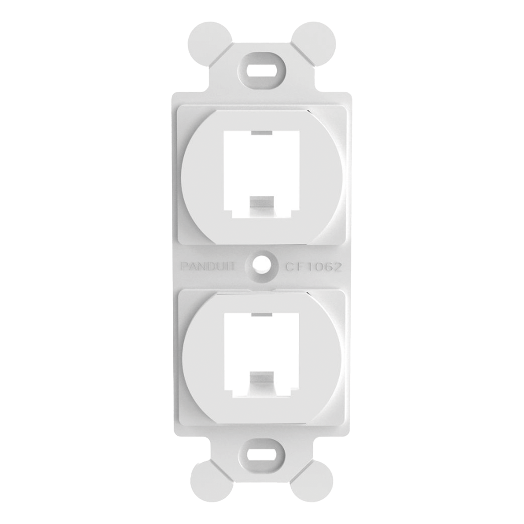 Marco de Módulo Dúplex / 2 Espacios Mini-Com / NEMA 106 / 4.10' x 3.28' x 0.68' / Superficie / Blanco — PANDUIT · SKU CF1062WHY