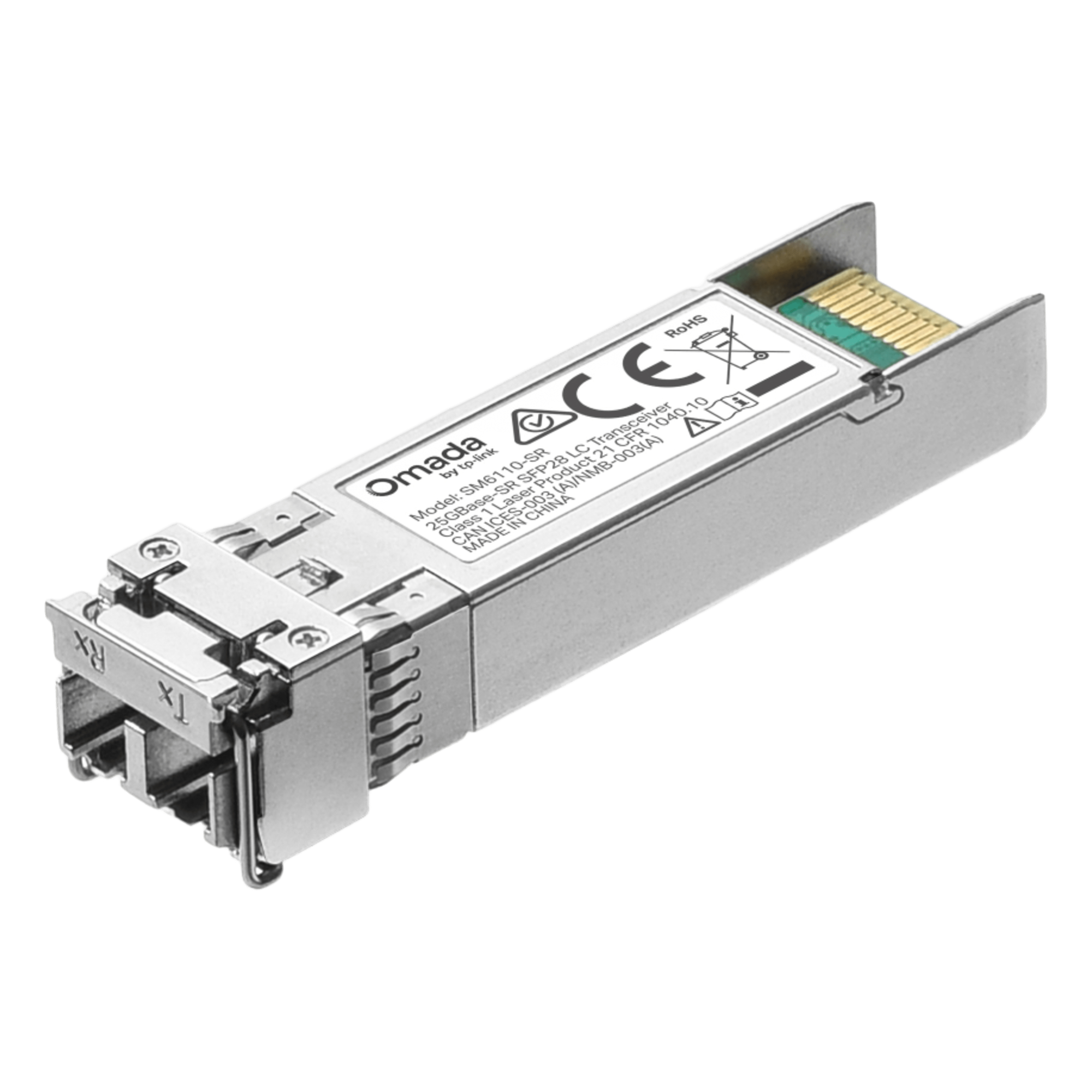 Transceptor SFP28 / Dual 10G/25G / 850 nm / Multimodo OM4 100 m (328 ft) / LC Dúplex / DDM / Hot-Swappable / Bajo Consumo <1 W — TP-LINK · SKU SM6110-SR