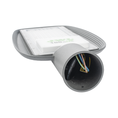 Luminaria LED  de 100 W / 100 - 265 V CA~50/60 Hz / Fotocelda  / Color Blanco/ Dimensiones 200 x 465 x 78 mm / Ángulo de Luz 135°.