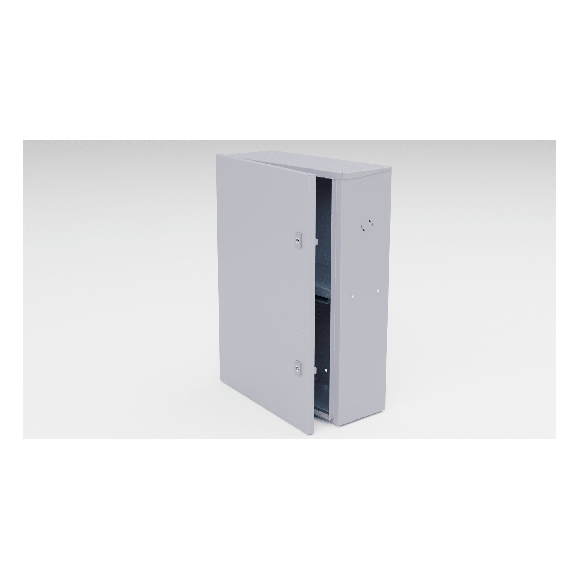 Gabinete para instalación de 2 Baterías , Fabricado en Lámina Galvanizada, Accesorios para poste (No incluidos)