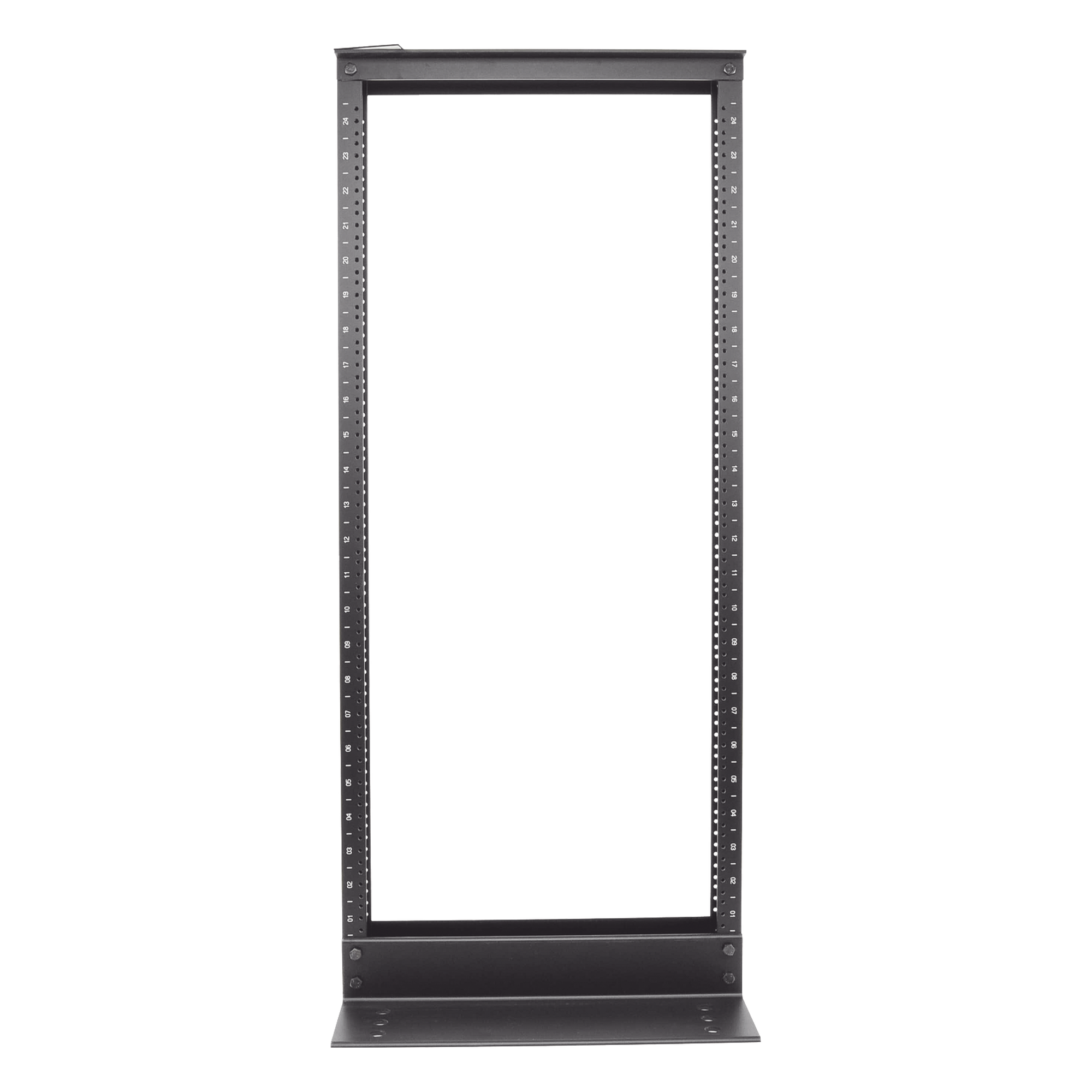Rack de Dos Postes / 19 in EIA-310D / 24 Unidades de Rack / Aluminio / Carga 300 lbs (136 kg) / Rieles Roscados #12-24 / 1219 mm (4 ft) de Altura