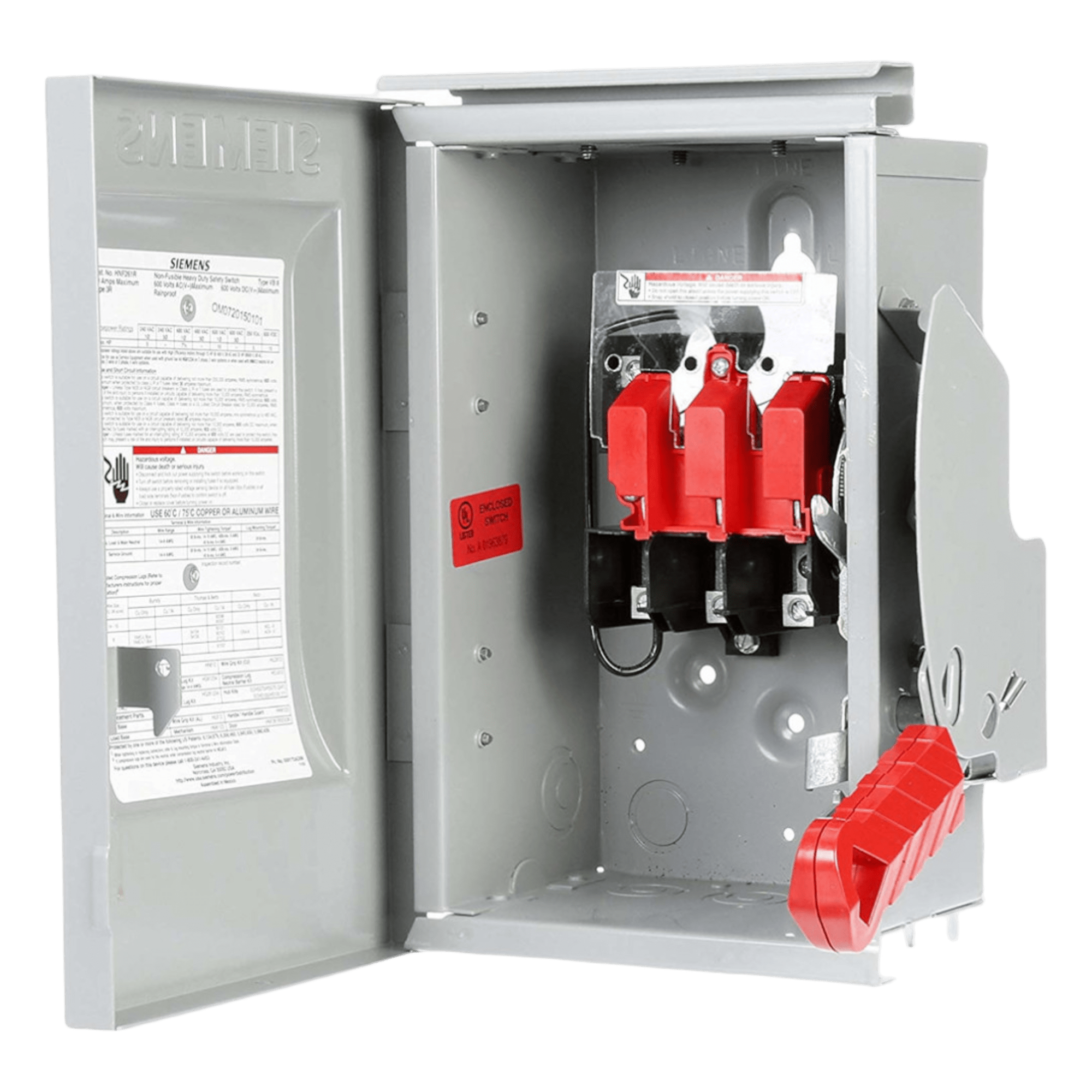 Interruptor de seguridad / 600Vca / 3 polos / 60A / NEMA 3R / Sin portafusibles / Heavy Duty — SIEMENS · SKU HNF362R