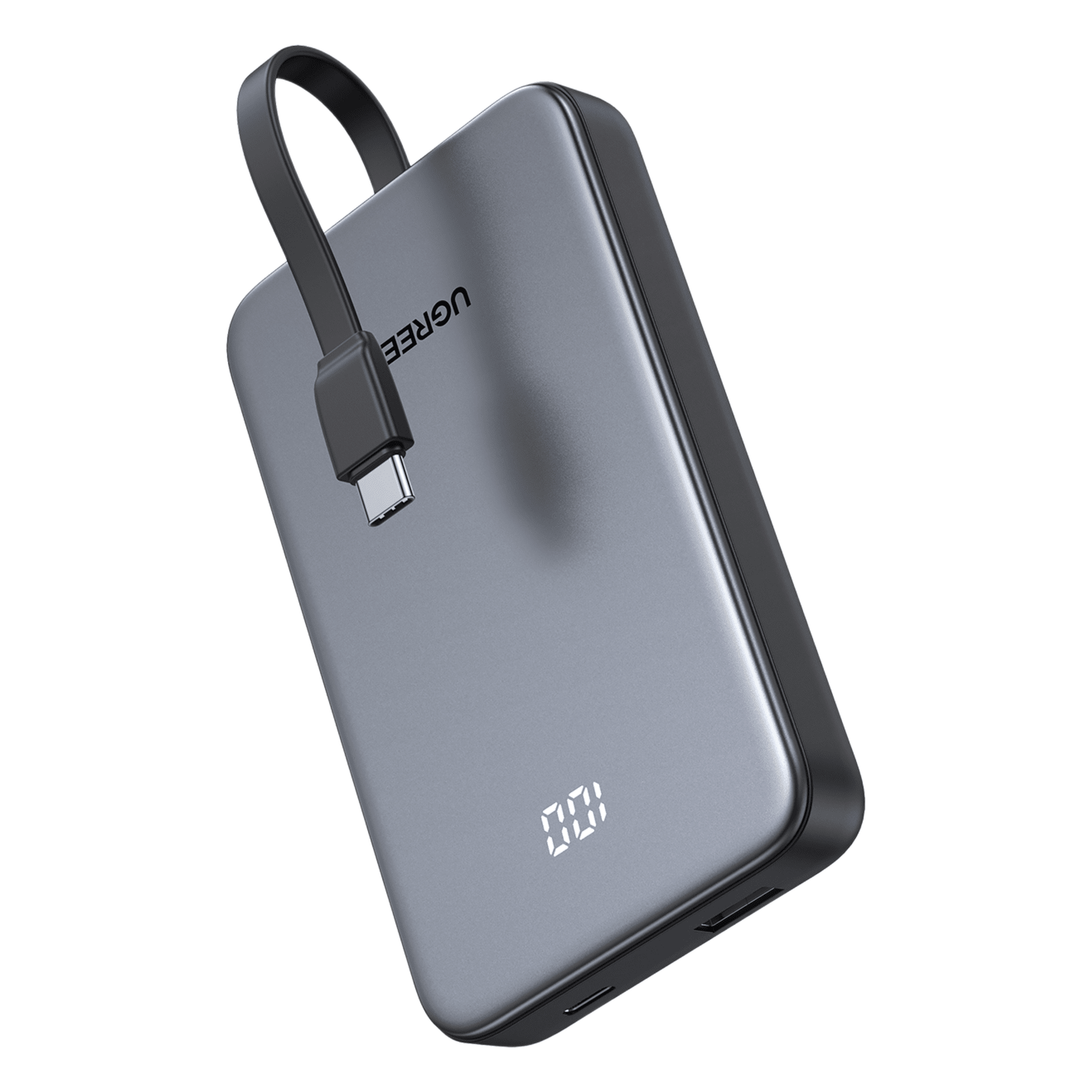 Power Bank / 10000 mAh / 37 Wh / Salida USB-C PD 20W / Salida USB-A SCP 22.5W / Cable USB-C Integrado / Indicador Digital LED — UGREEN · SKU 75161B