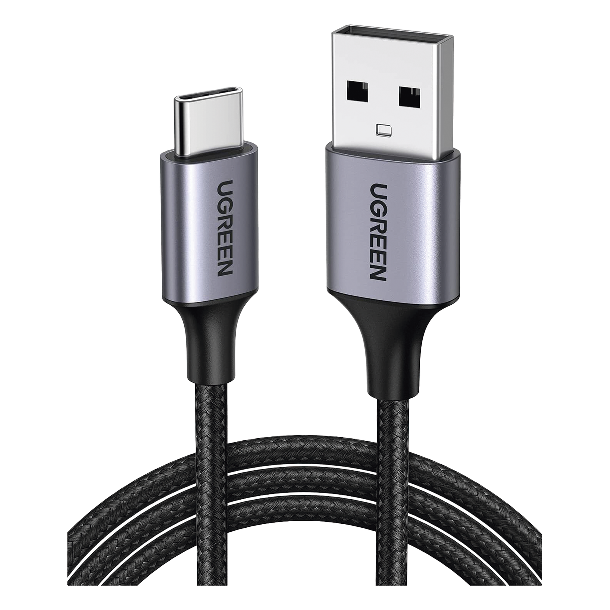 Cable USB-A a USB-C / 1 Metro (3.28 Pies) / 480 Mbps / Carga Rápida 18W / QC 4.0/3.0/2.0 / Nylon Trenzado / Aluminio — UGREEN · SKU 60126