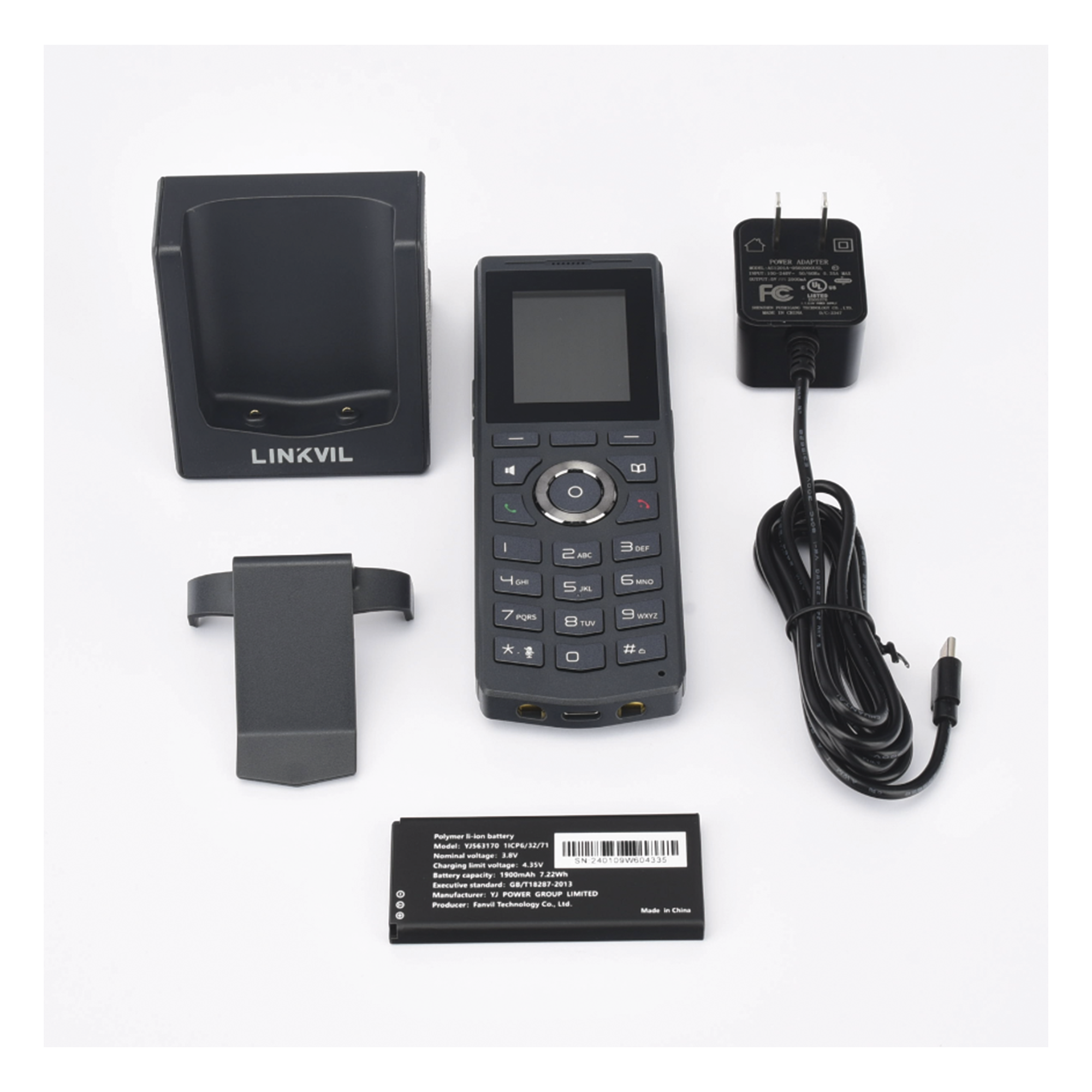 Teléfono IP Wi-Fi Portátil / Pantalla 2.0" 240x320 / Dual Band 2.4/5 GHz / Bluetooth 5.0 / Batería 1900 mAh / Resistencia Caídas 1.8 m (5.9 ft)