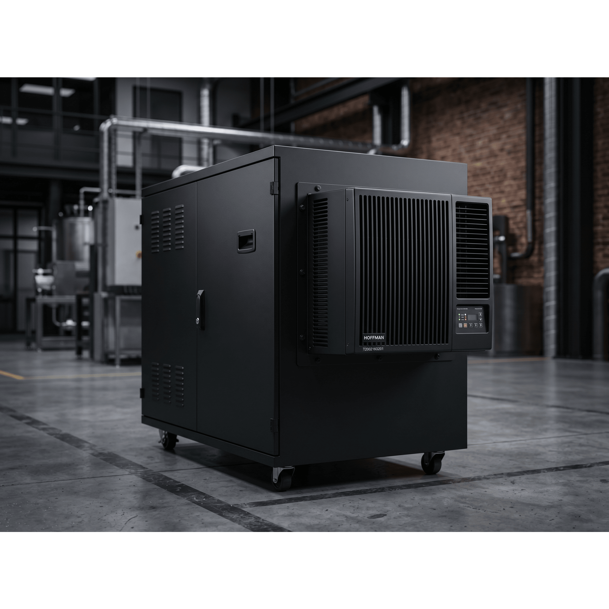 Aire Acondicionado Compacto Para Exterior, Uso en Gabinetes de Telecomunicaciones de Grado Industrial, Frío T20, 2000 BTU, 115 Vca, de Acero, Color Negro