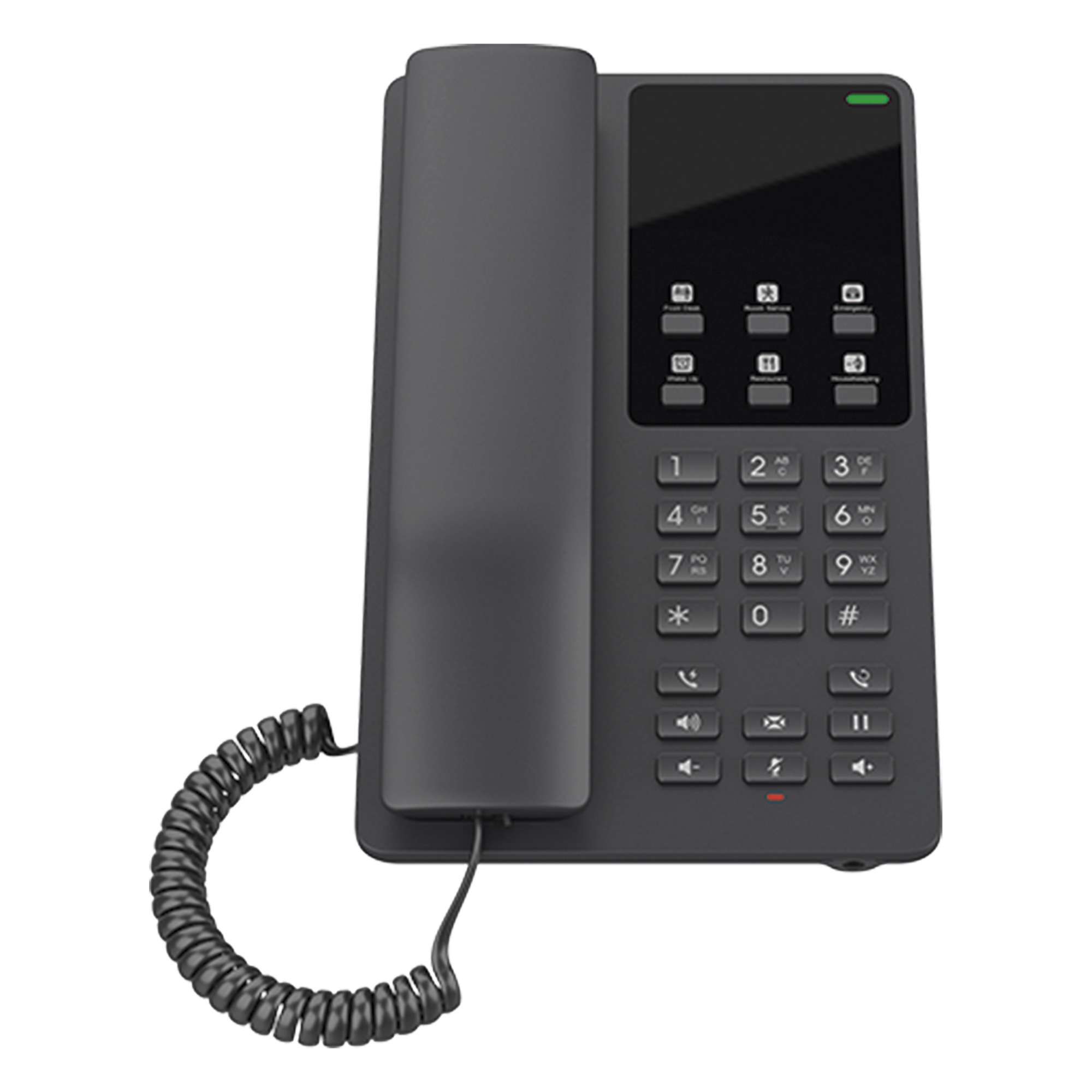 Teléfono IP Hotelero / 2 Líneas SIP / Audio HD Opus / 6 Teclas Programables / 10 Marcación Rápida / Montaje Pared o Escritorio