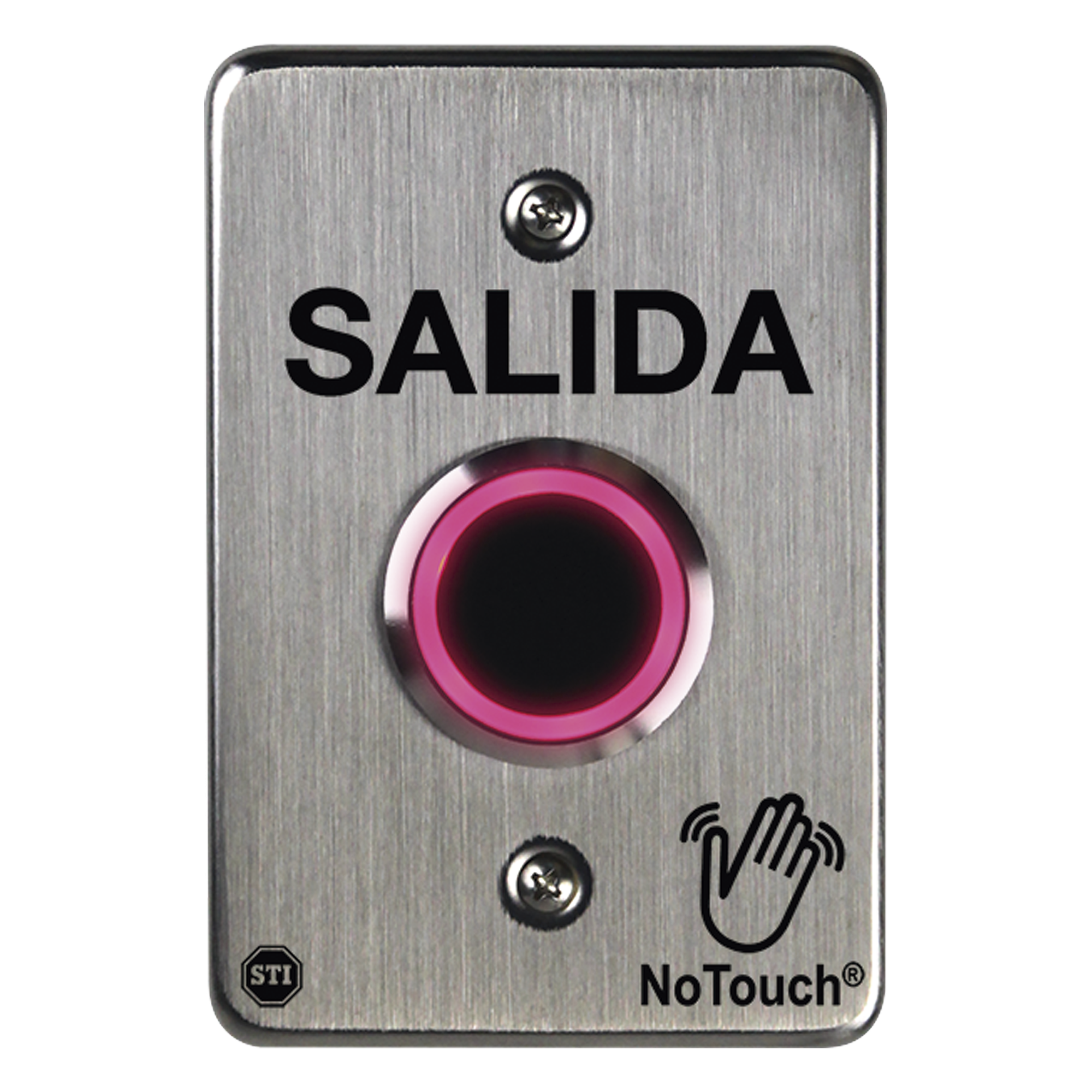 Botón de Salida NoTouch / IR Sin Contacto / Acero Inoxidable 304 / Tiempo Ajustable 0.5-20 s / Contacto Seco C / LED Bicolor