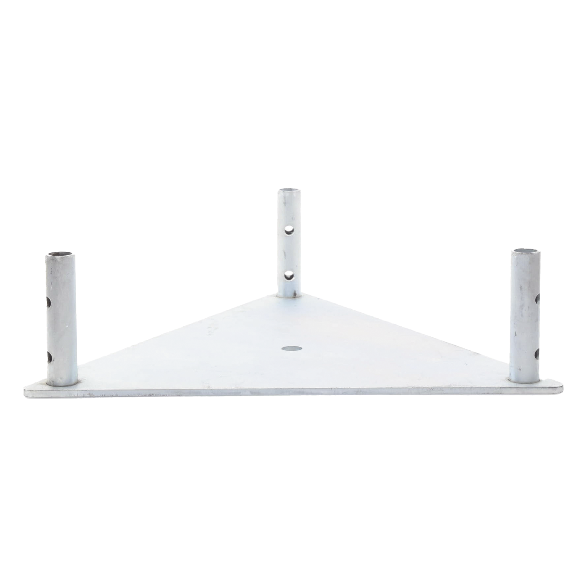 Base Triangular para Torre / Placa Acero 1/4' / Niple 3/4' Galvanizado / Peso 6 kg / Compatible STZ45