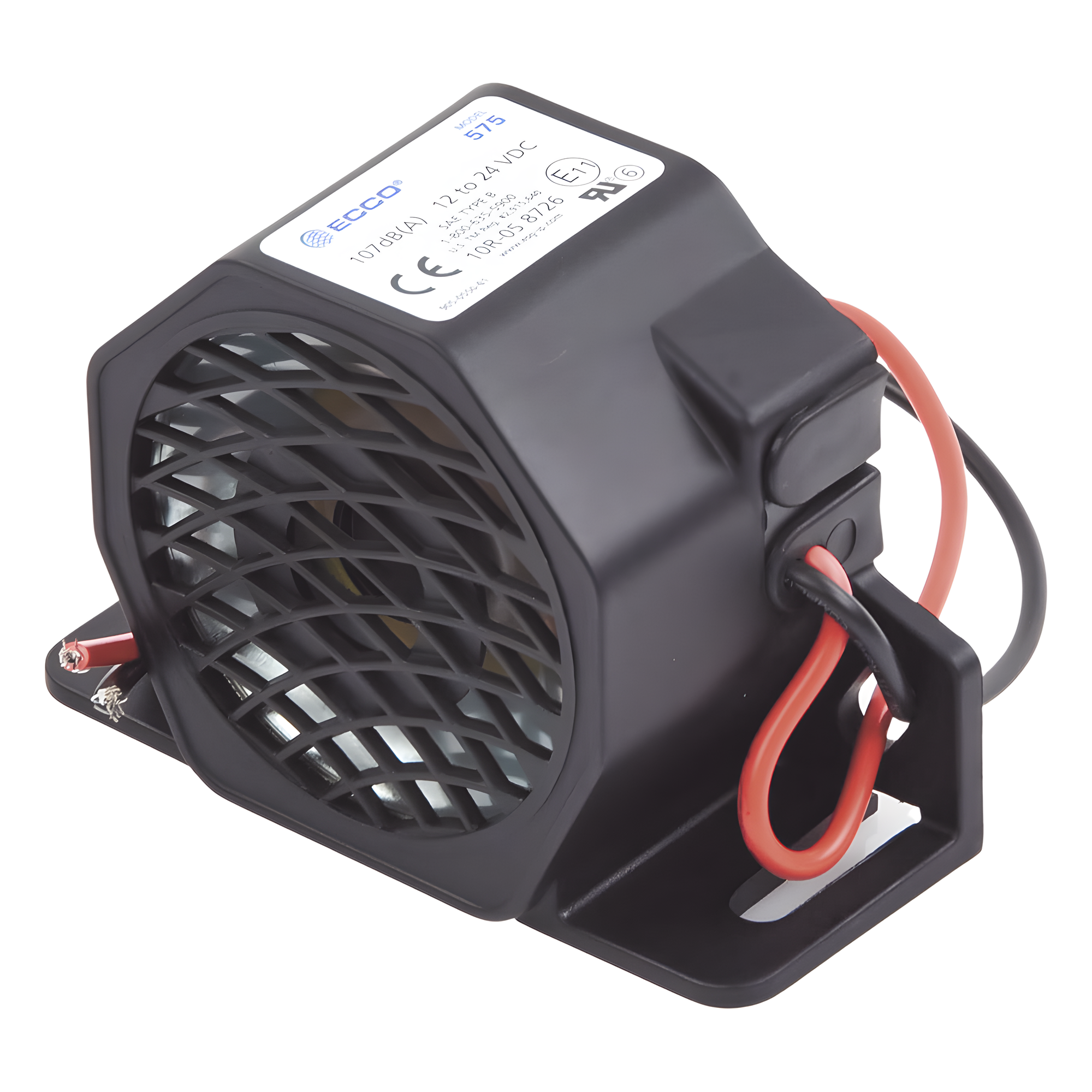 Alarma de Reversa Vehicular / 107 dBA / 12-24 VDC / Sensor de Ruido Ambiental / Nylon Reforzado con Fibra de Vidrio / -40 °F a 185 °F (-40 °C a 85 °C)