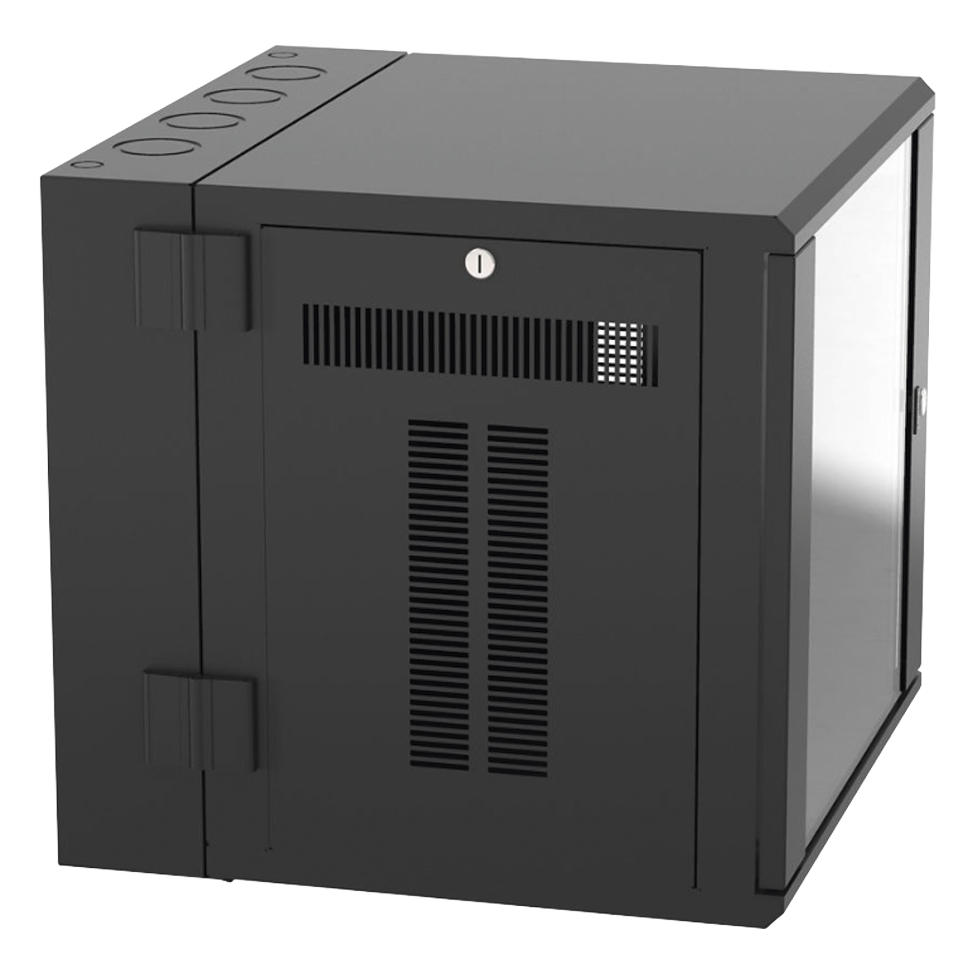 Gabinete de Montaje en Pared / 19in / 12 UR / 635mm (25in) Profundidad / Ventana de Seguridad / Acero y Vidrio Templado