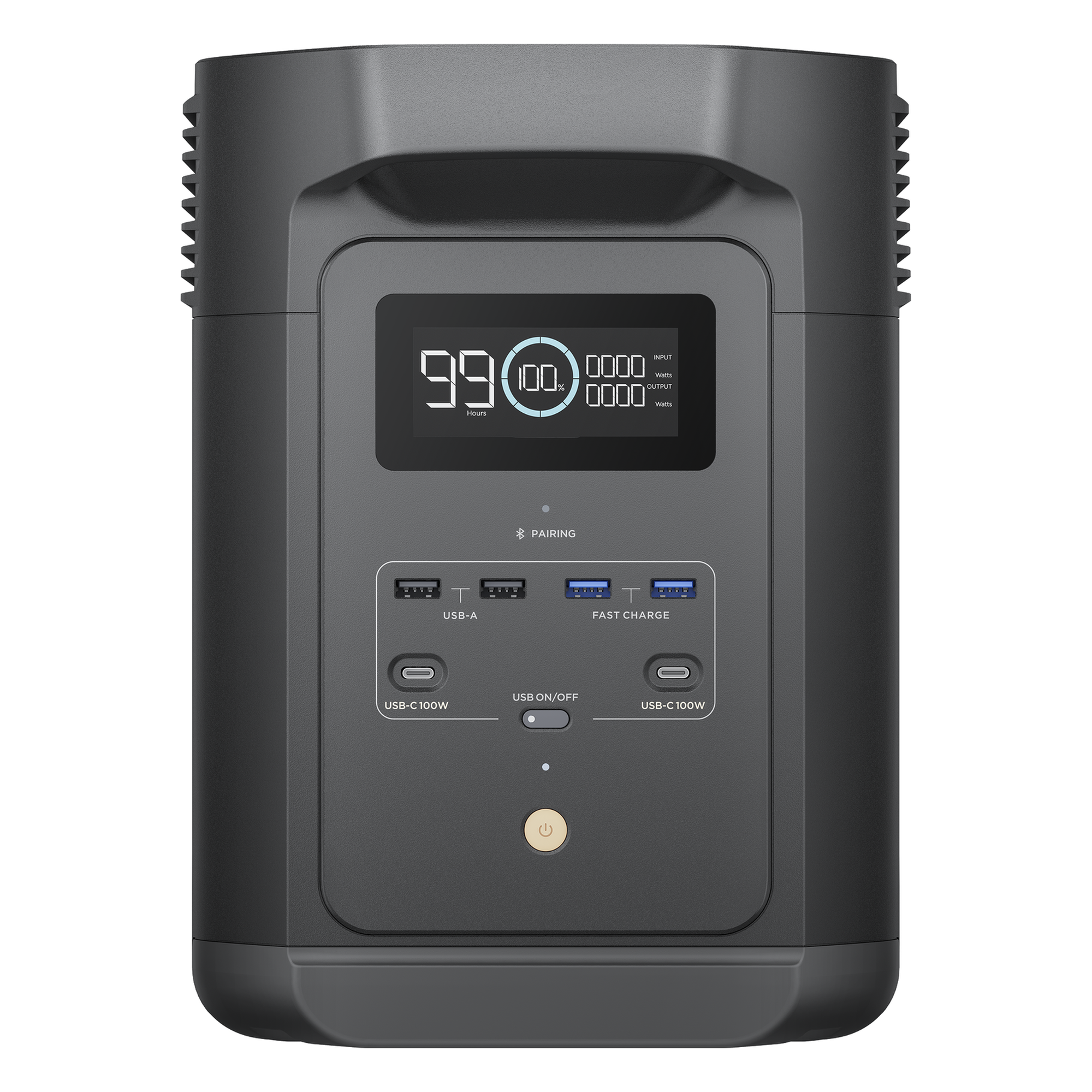 Estación de Energía Portátil de 980Wh Litio LFP / 10 Puertos AC 500 W (Max. 1000W) / 2 USB-C 100W / Cargador de Coche 10A a 12.6V / Conectividad WiFi y Bluetooth (App) / Carga Solar 500W Max.
