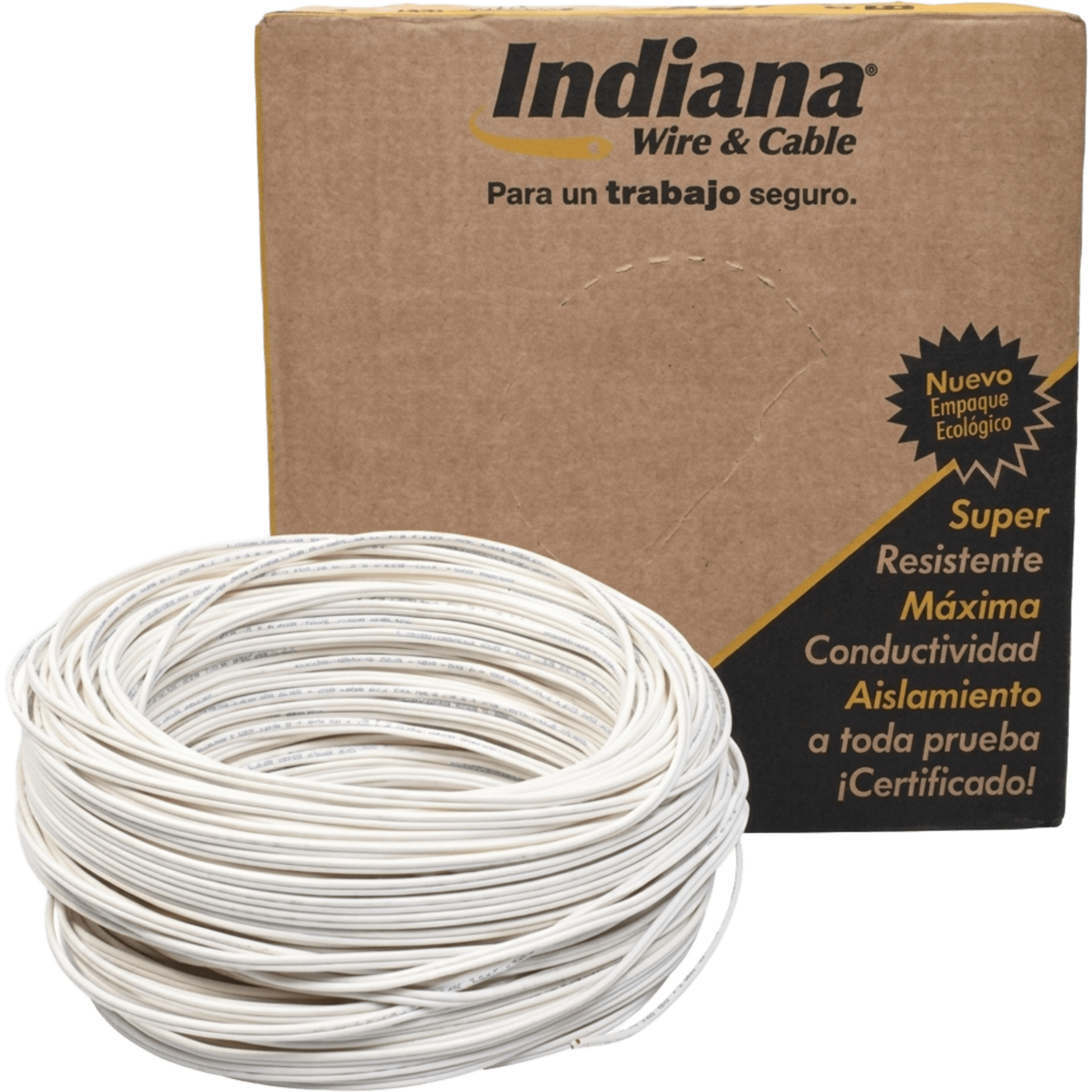 Cable SPT POT / 2 Conductores / Calibre 18 AWG / 100 m (328.08 ft) / 300 V / 60 °C / NOM-063-SCFI / Blanco — INDIANA · SKU PC02