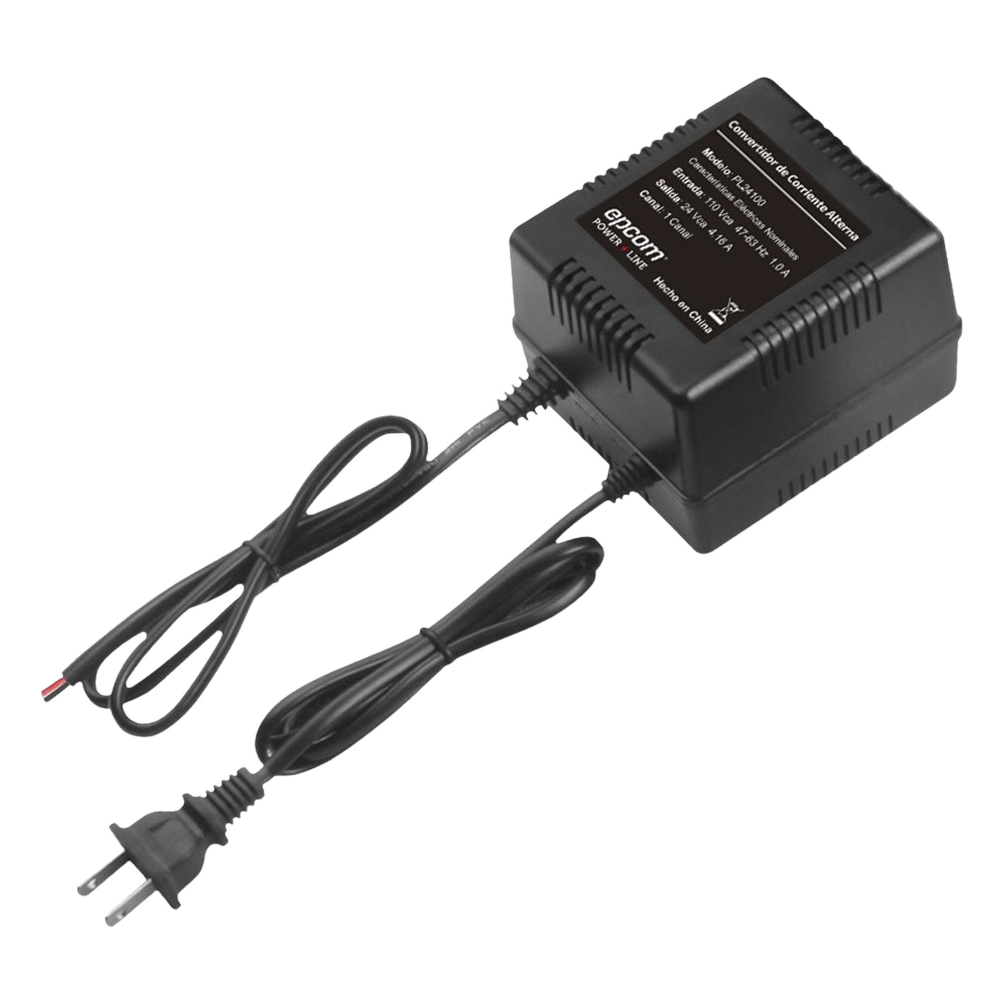 Transformador Industrial / 24 VCA / 100 VA / 110 VCA Entrada / 47-63 Hz / 3.28 ft Cable — EPCOM POWERLINE · SKU PL24100