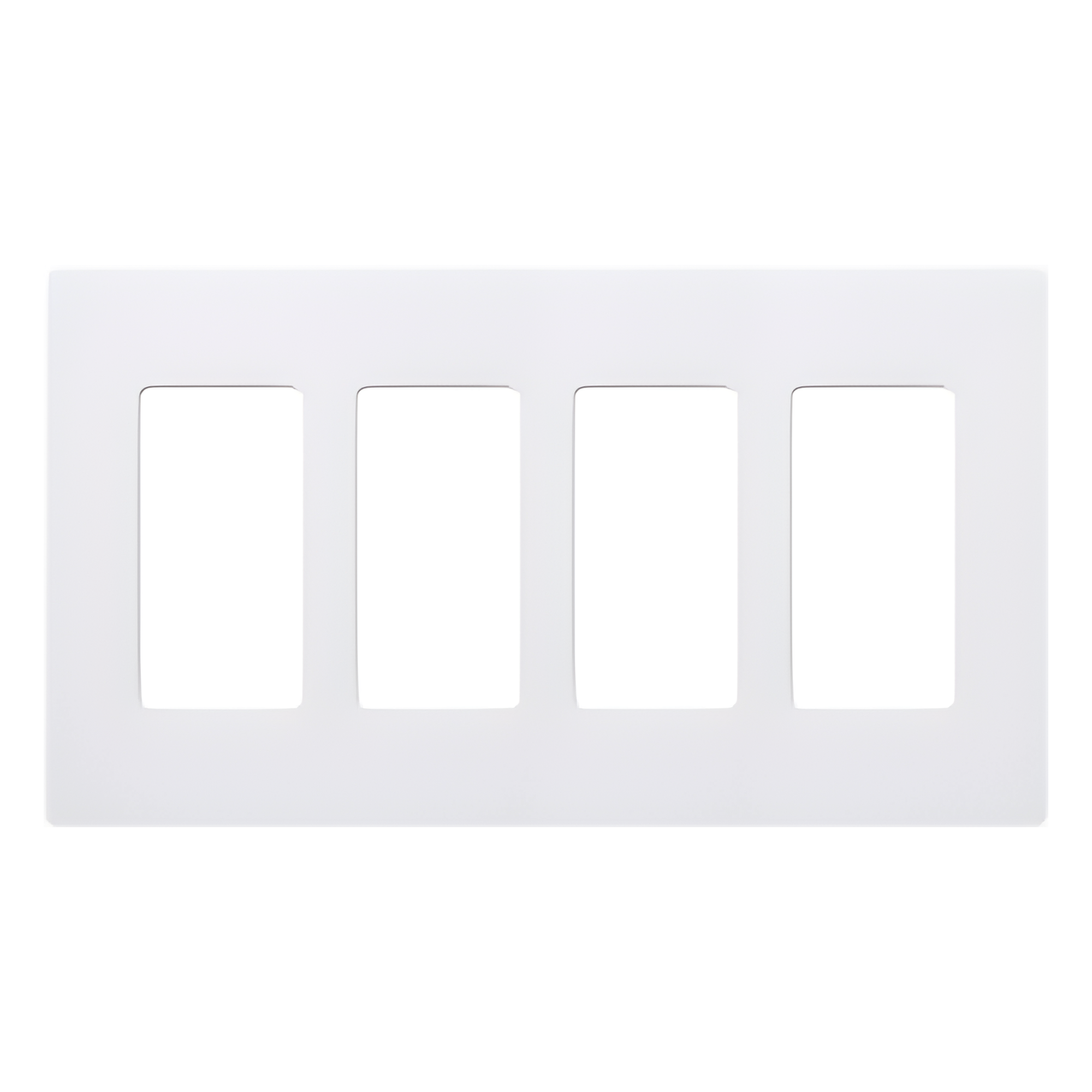 Placa de Pared / 4 Espacios / Acabado Brillante / Diseño sin Tornillos / Apertura Decorador / Compatible con Atenuadores y Controles — LUTRON ELECTRONICS · SKU CW4WH