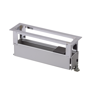 Caja de Escritorio para Módulos / Capacidad 4 Módulos K45 / Aluminio Anodizado / Salida Posterior de Cables / 54×225×54 mm — SIMON · SKU SM-CEP-4M