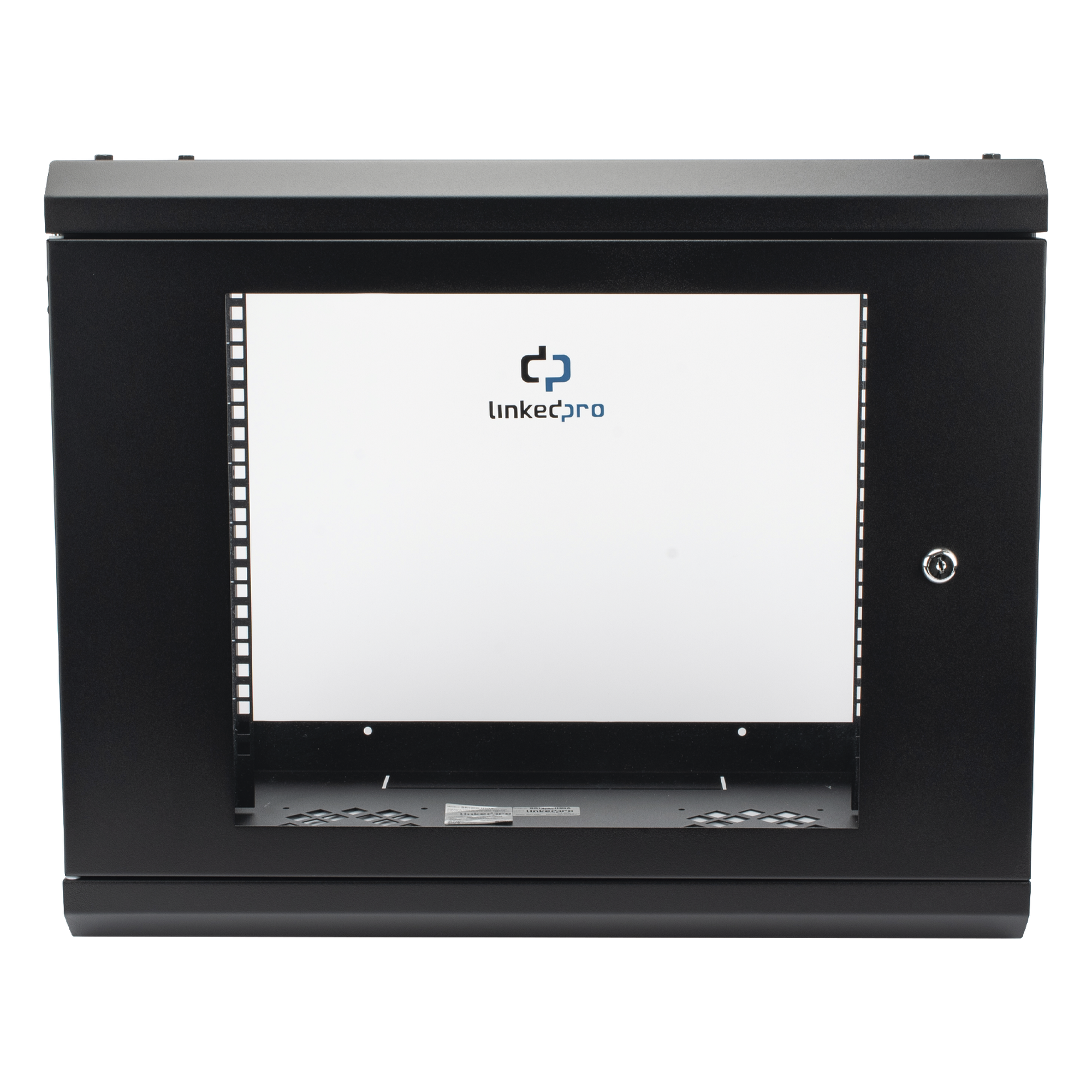 Gabinete de Pared 9U / 19" Rack / Cristal Templado / 455 mm Profundidad (1.49 ft) / Acero Reforzado / 80 kg Carga — LINKEDPRO · SKU SR1909LH3GA