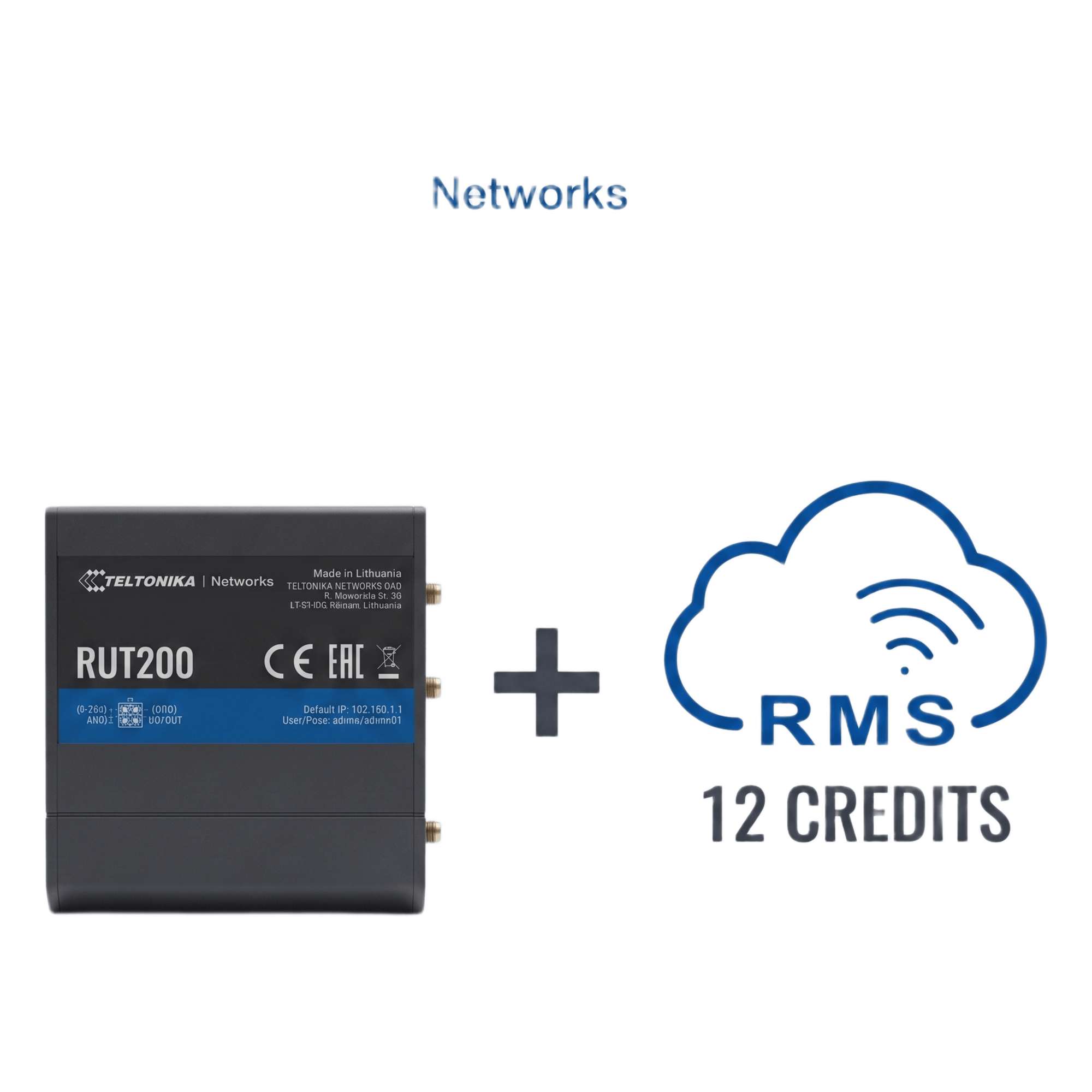 Router Celular Industrial / 4G LTE Cat 4 / 150 Mbps / Wi-Fi 2.4 GHz / -40°C a 75°C / Gestión RMS 1 Año — TELTONIKA · SKU RUT200+1YRMS