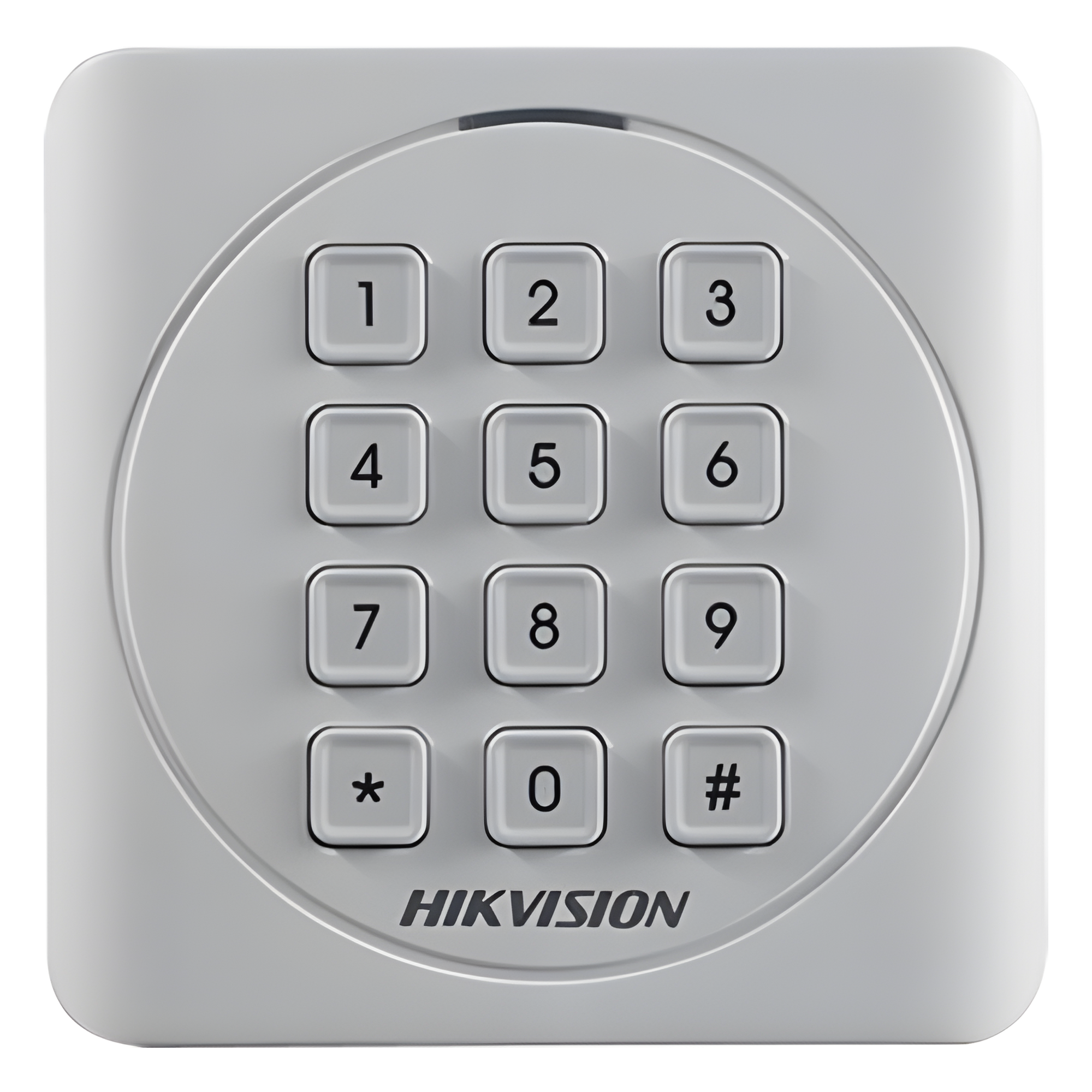 Lector de Control de Acceso / Proximidad EM 125 kHz / Teclado PIN / Wiegand W26/W34 / IP65 / Compacto 87 mm (3.43 in) — HIKVISION · SKU DS-K1801EK