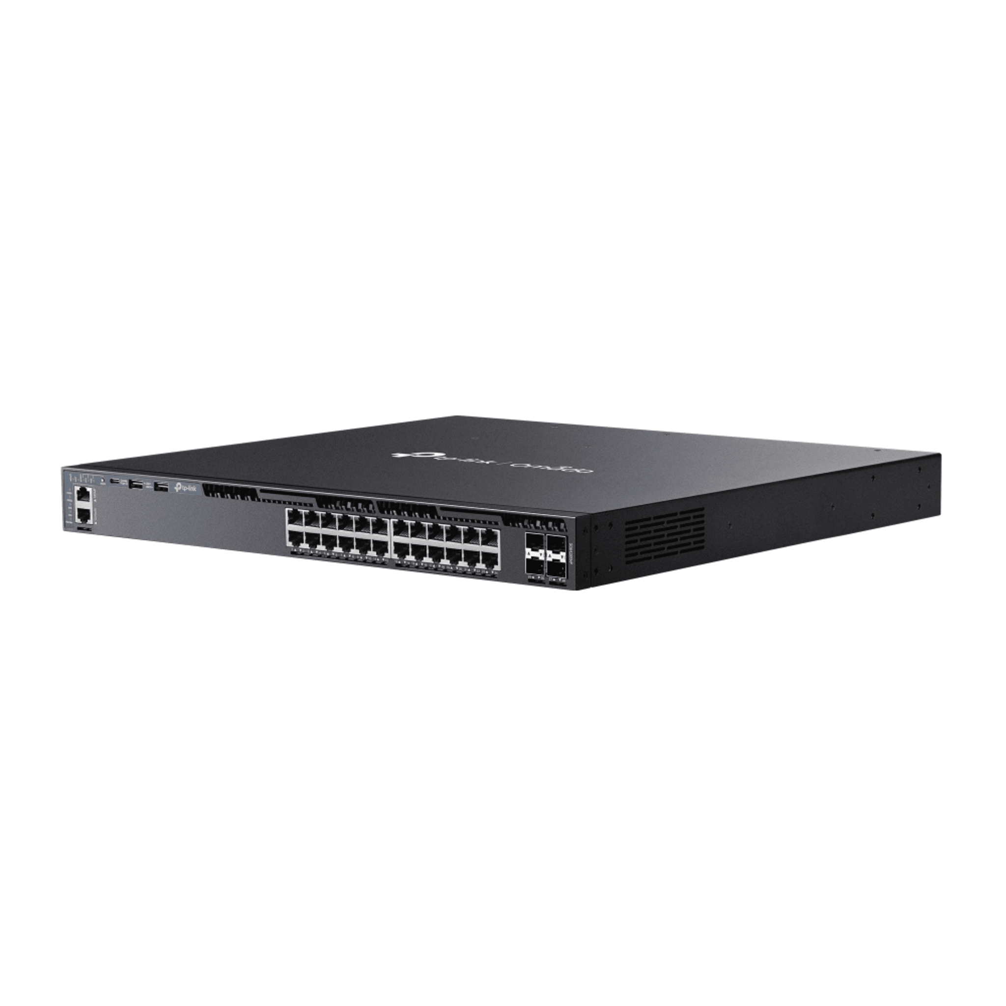 Switch Omada L3 SDN Administrable / 24 puertos PoE af/at Gigabit y 4 puertos SFP+ / Presupuesto PoE 720W / Funciones RIP, VRRP, Servidor DHCP / Administración centralizada OMADA / Fuente Redundante