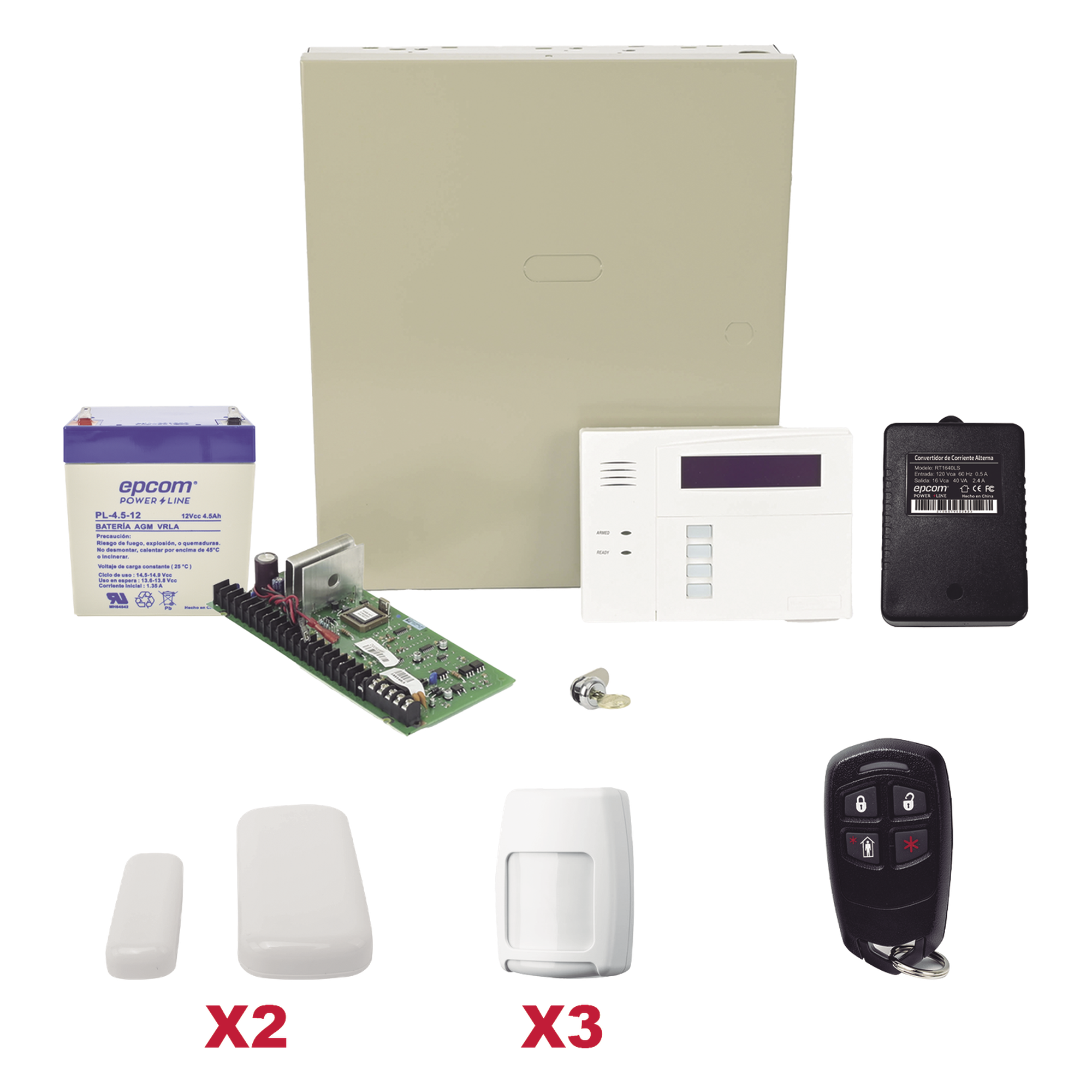 Kit de Alarma Inalámbrica / Panel 48 Zonas / 40 Inalámbricas y 8 Cableadas / Teclado 6160RF / Contactos Magnéticos Ultradelgados / 3 Detectores PIR / Control Remoto — HONEYWELL HOME RESIDEO · SKU VISTA48PLUSMINI/6160RF