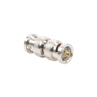 Adaptador tipo Barril para 75 Ohm, de Conector BNC Macho a BNC Macho, Niquel/ Oro/ Teflón.