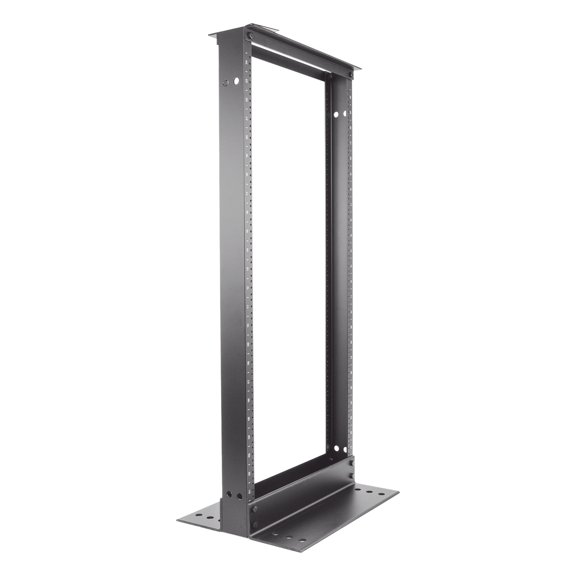 Rack de Dos Postes / 19 in EIA-310D / 24 Unidades de Rack / Aluminio / Carga 300 lbs (136 kg) / Rieles Roscados #12-24 / 1219 mm (4 ft) de Altura