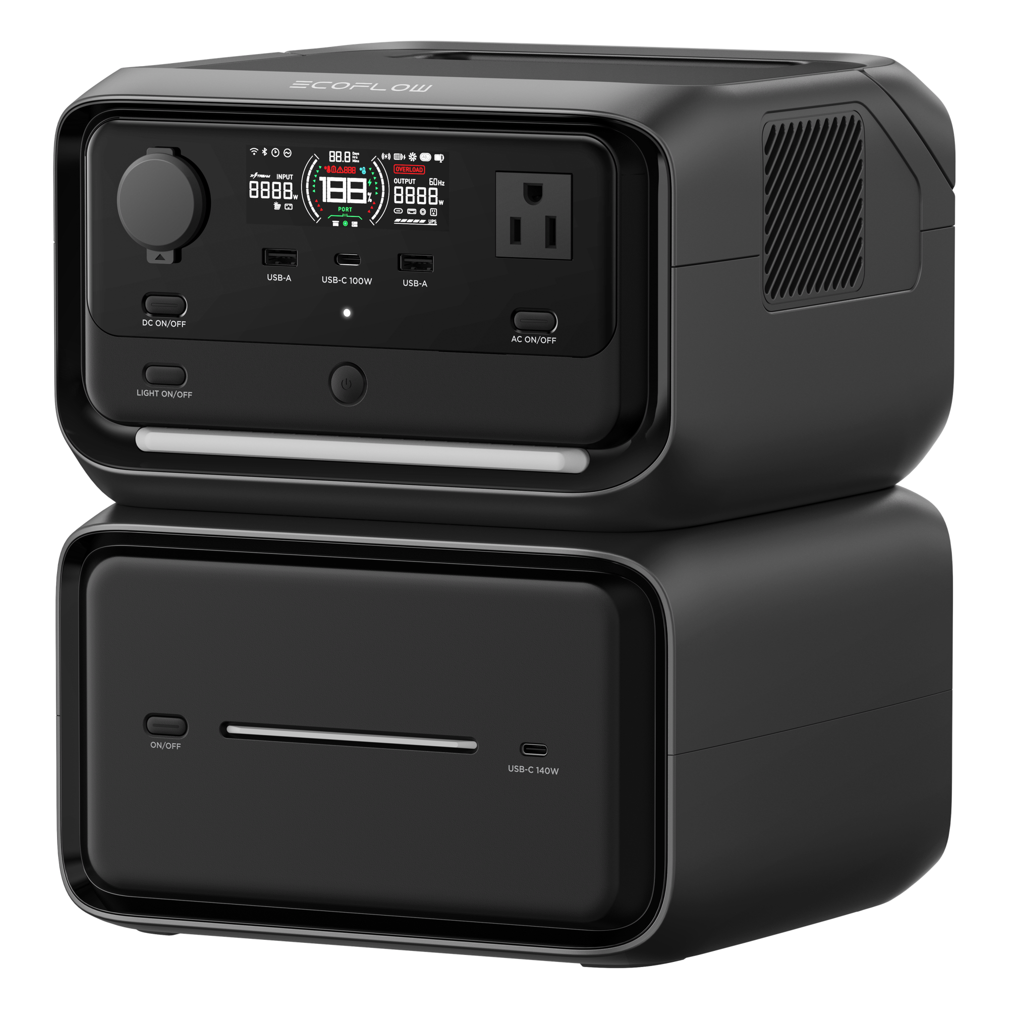 Estación de Energía Portátil / 858 Wh / Salida AC Dual 300 W (550 W Pico) / USB-C PD 100 W / Carga Solar 110 W / Wi-Fi y Bluetooth / Batería LFP — ECOFLOW · SKU EFR3MAXPL