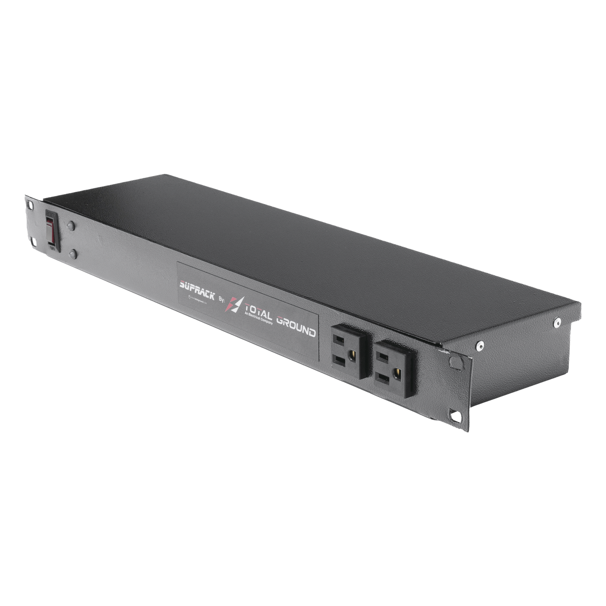 Supresor de Picos para Rack / 10 Contactos NEMA 5-15R / Protección Clase A 40 kA / Filtro EMI/RFI -70 dB / Montaje 19" 1U — TOTAL GROUND · SKU SUP-RACK