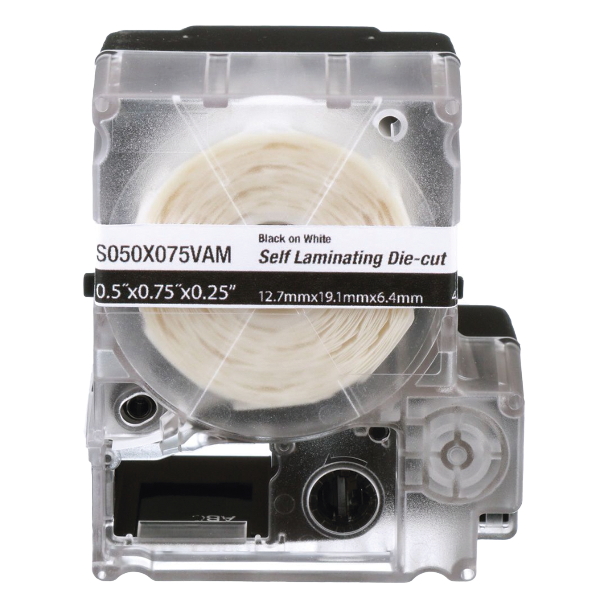 Casete de Etiquetas Autolaminadas / 300 Unidades / 0.75 x 1 Pulgadas (19.1 x 25.4 mm) / Cables 2-4 mm / Área de Impresión Blanca — PANDUIT · SKU S100X075VAM