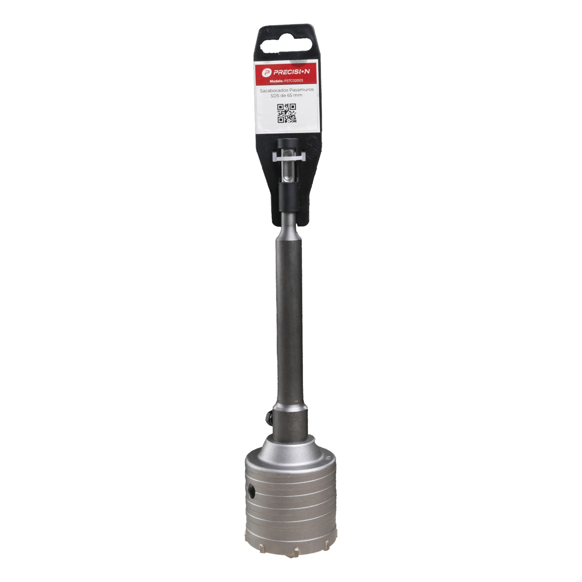 Broca Pasamuros SDS / 50 mm de Diámetro / Extensión 220 mm / Triple Filo / Carburo de Cobalto / Acero Aleado — PRECISION · SKU PST-C02-005