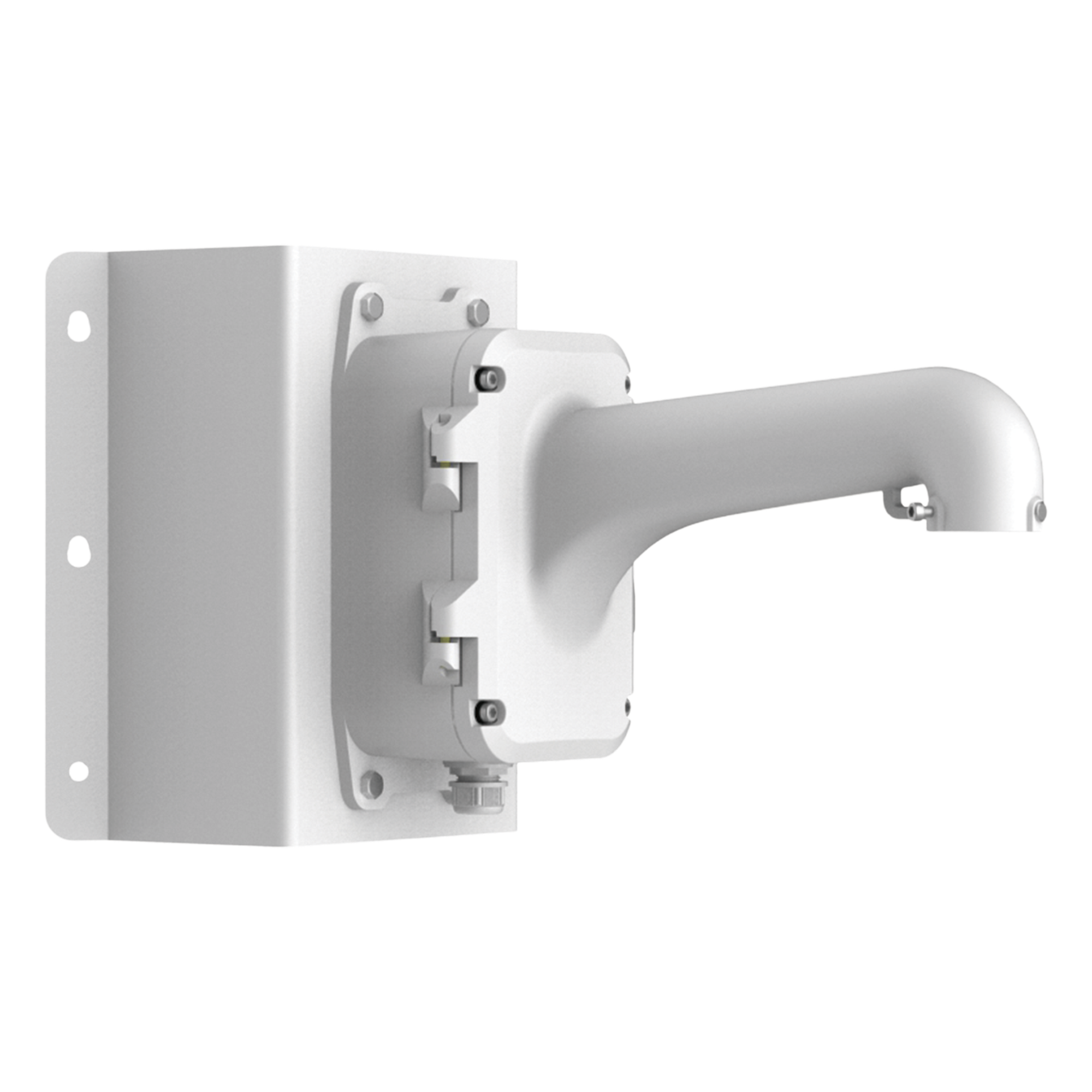 Montaje de Esquina con Caja de Conexión / Compatible Domos PTZ / Aleación de Aluminio y Acero / Carga 10 kg (22 lb) / Adaptador AC 24V 3A / IP para Exterior — HIKVISION · SKU DS-1604ZJ-BOX-CORNER
