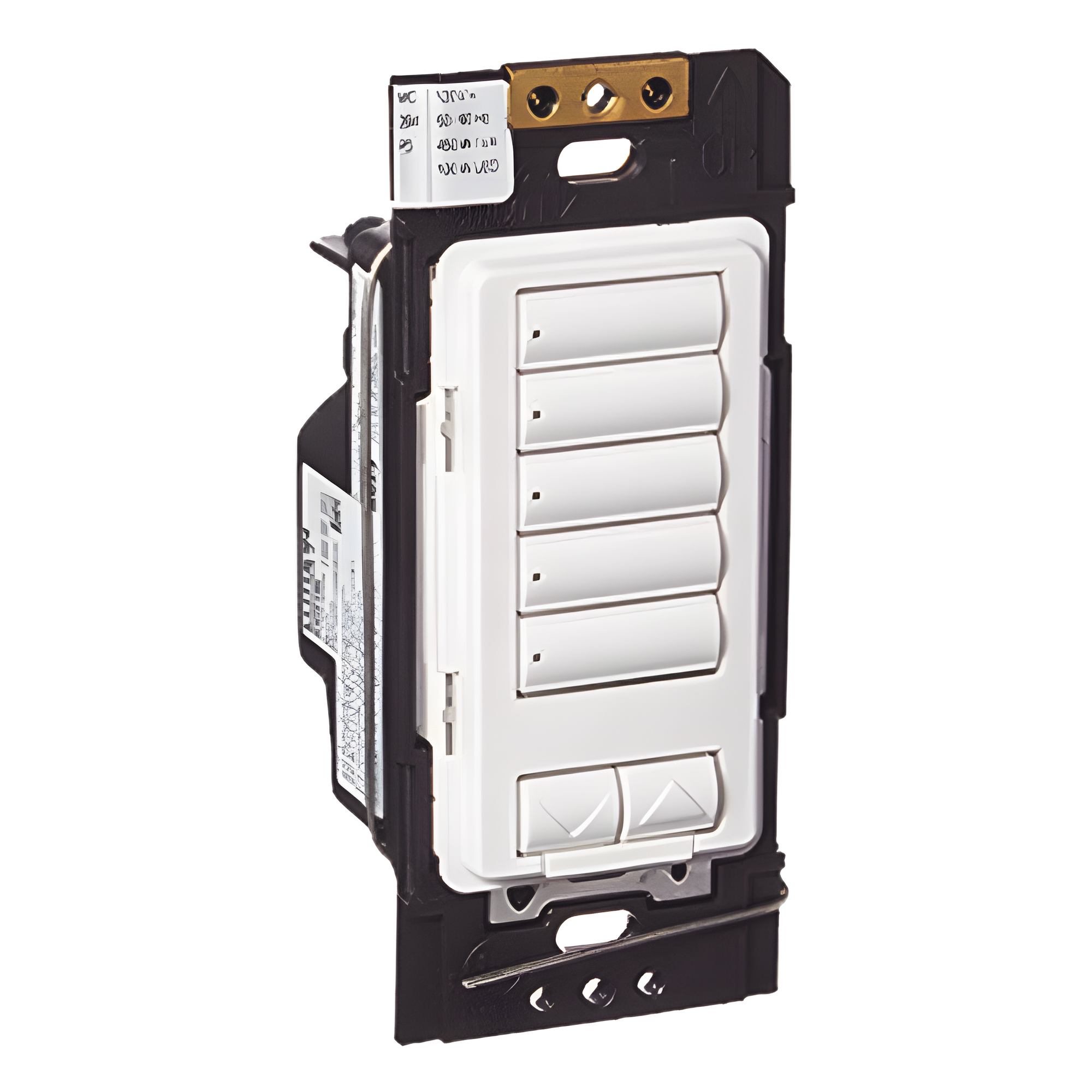 Botonera Híbrida Inalámbrica / 5 Botones Programables / Atenuador Integrado 450 W / RF 431-437 MHz / Instalación 2 Hilos o con Neutro — LUTRON ELECTRONICS · SKU RRDHN5BRLWH