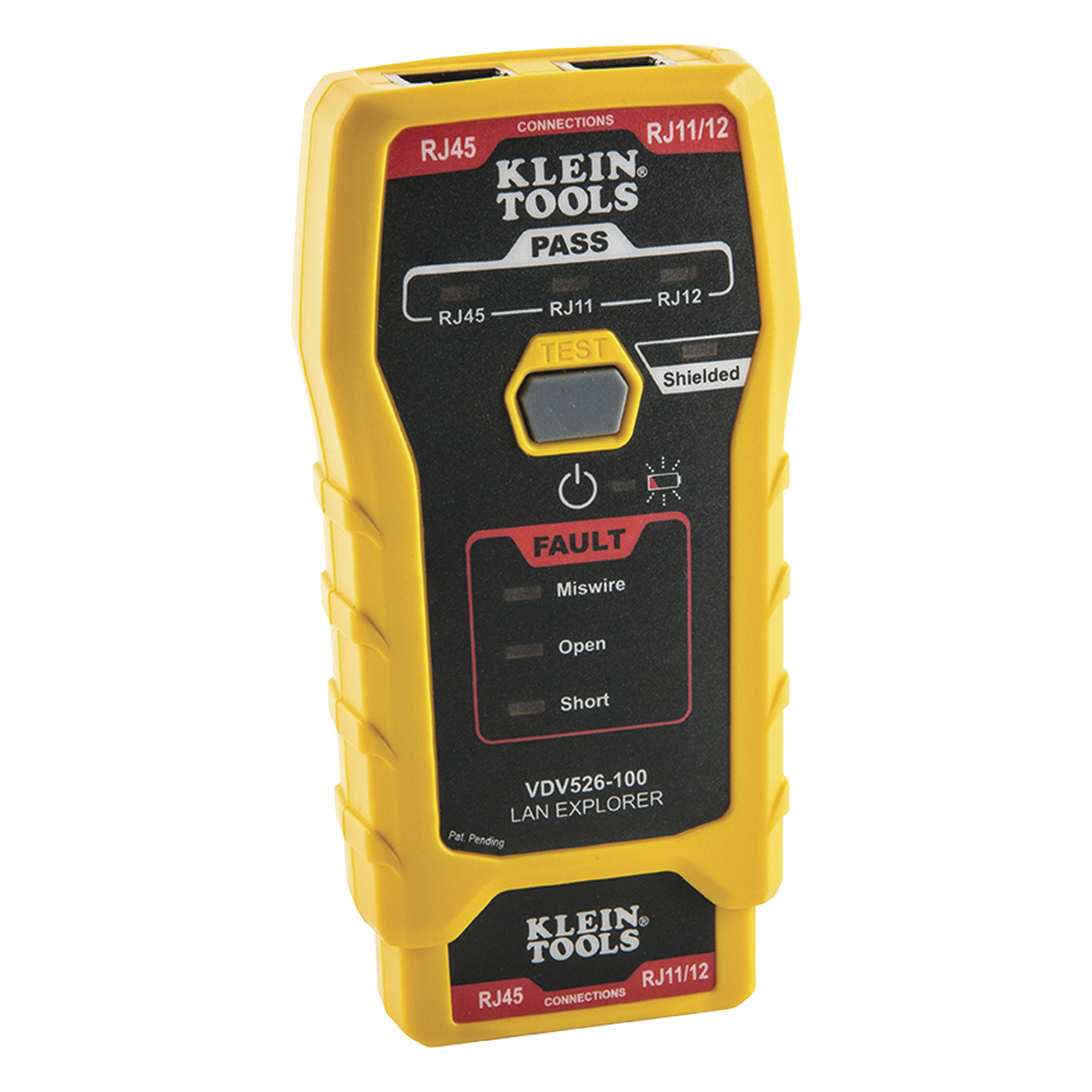 Probador de Cables de Red / Prueba Cat3, Cat5e, Cat6/6a / Transmisor Remoto Integrado / LED de Estado / Batería 9V 80 h / 116 g — KLEIN TOOLS · SKU VDV526-100