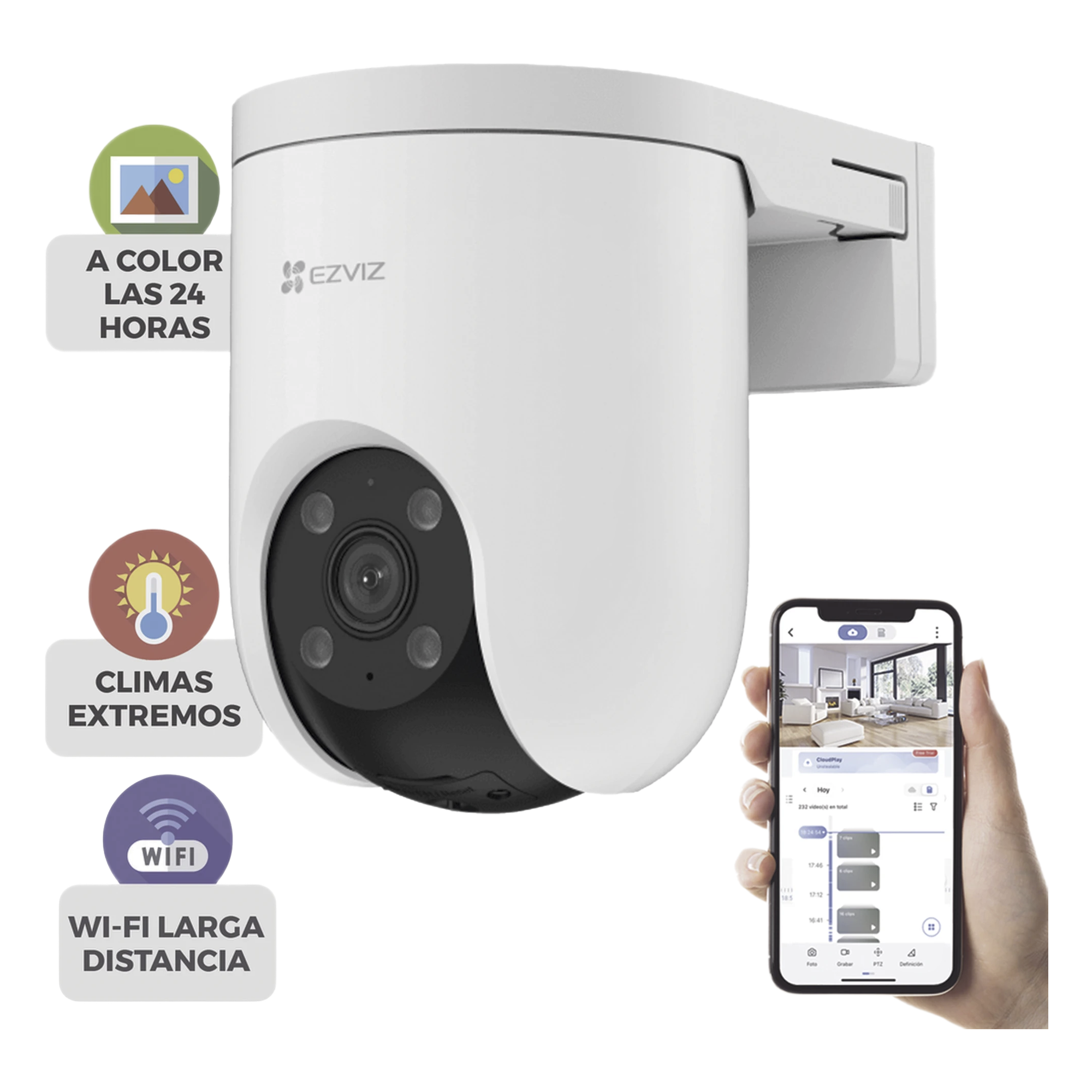 Cámara PT IP / 5 Megapixel / 3K / 360° / IR 30 m (98.4 ft) / IP65 — EZVIZ · SKU CS-H8C/5MP