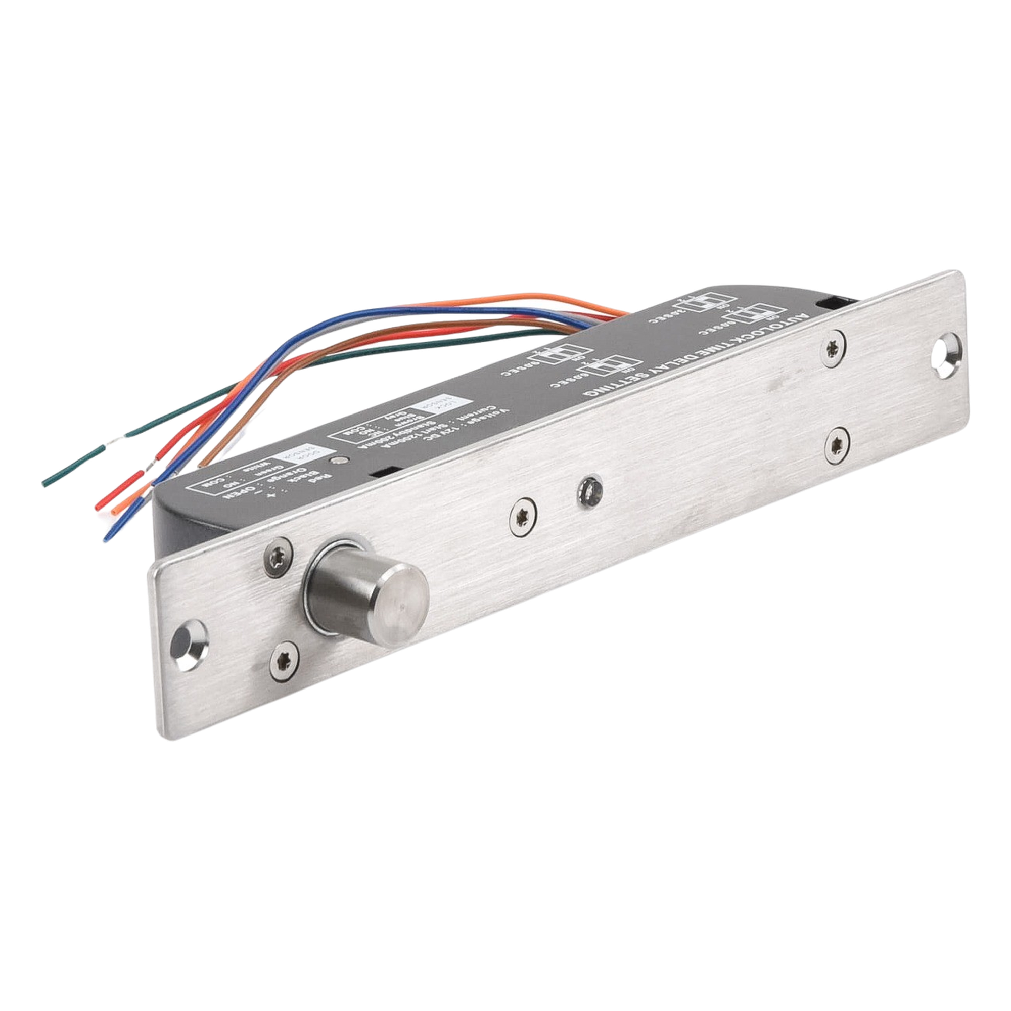Cerradura de Perno Electromagnética / 2000 kg de Fuerza de Sujeción / Fail Secure / Sensor de Puerta / Retardo Ajustable 0-9 s / Aluminio Anodizado