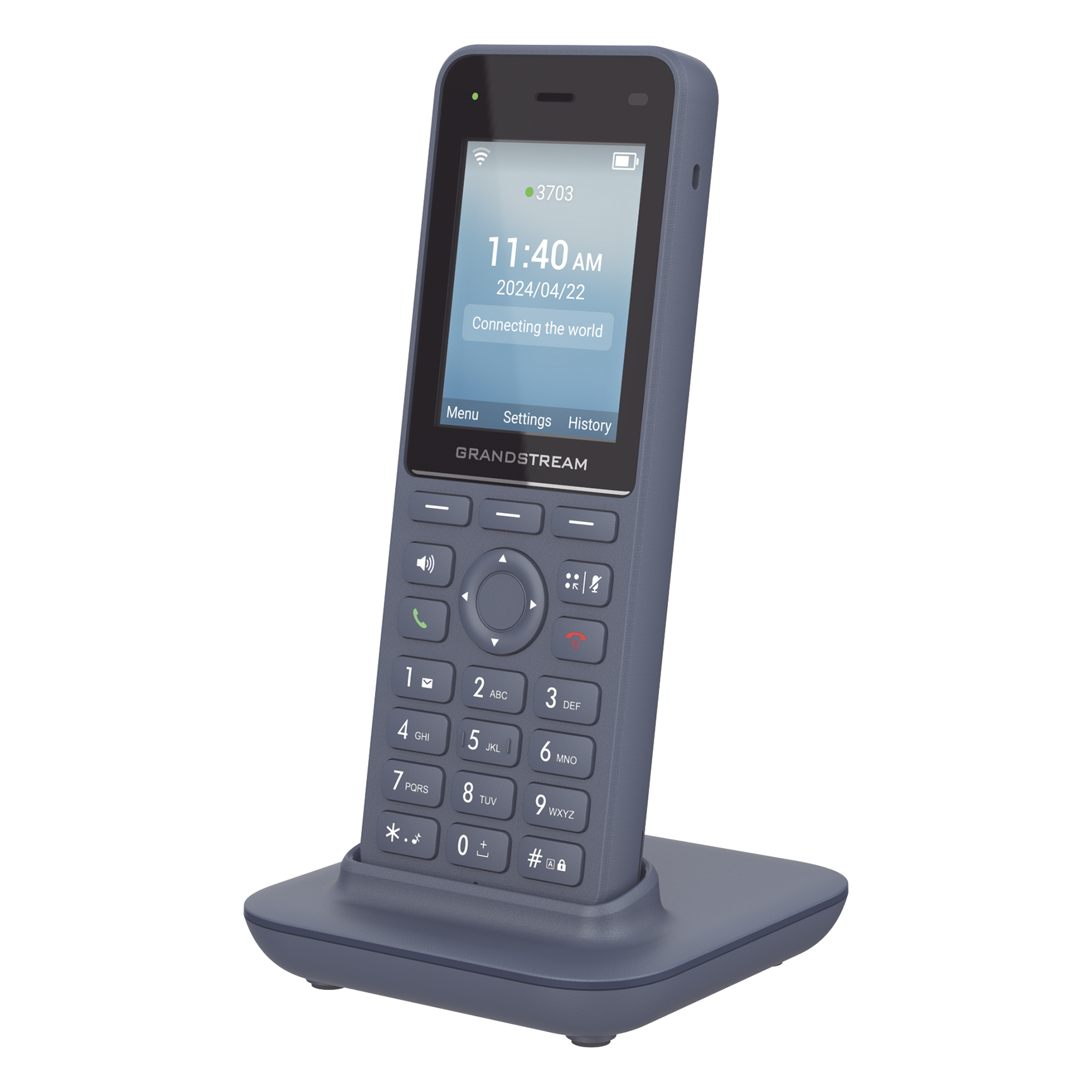 Teléfono IP Inalámbrico / Wi-Fi 6 Dual Band / 3 Cuentas SIP / 3 Líneas / Voz HD / Bluetooth / Pantalla 2.4" / Batería 3000 mAh — GRANDSTREAM · SKU WP826