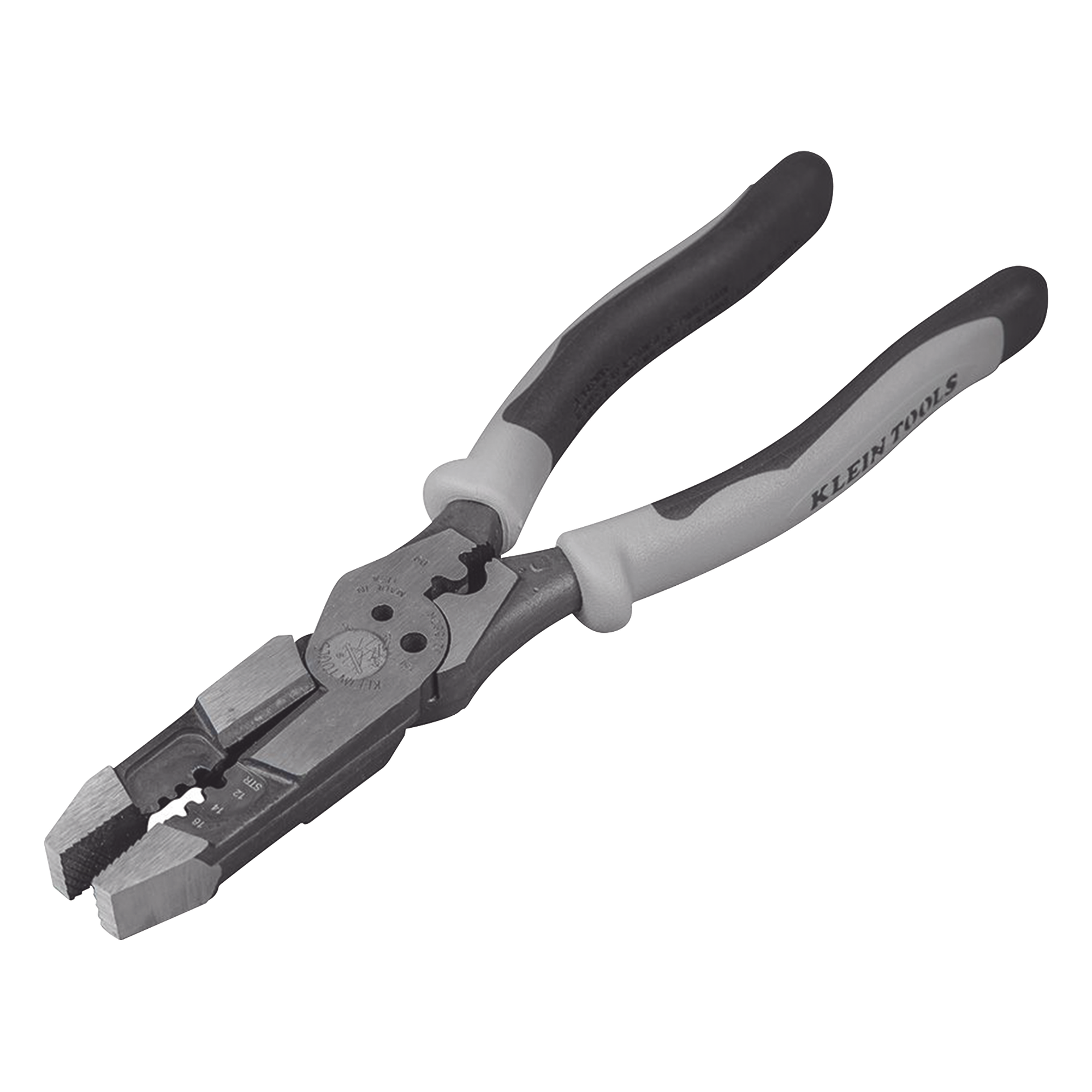 Pinza Híbrida / 3 en 1 Cortar-Pelar-Ponchar / 8" (20.3 cm) / Cable Sólido 10-14 AWG / Cable Trenzado 12-16 AWG / Pernos 6-32 y 8-32 — KLEIN TOOLS · SKU J215-8CR