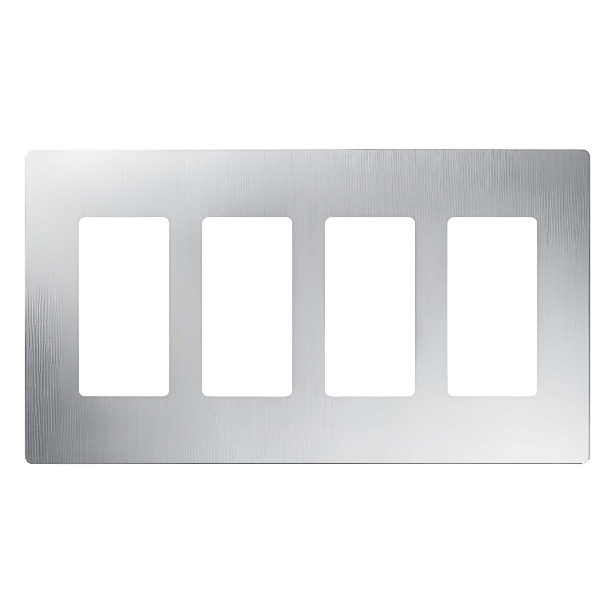 Placa de Pared / 4 Espacios / Acero Inoxidable / Diseño sin Tornillos / Perfil Delgado 0.30 in (7.6 mm) / Estilo Designer — LUTRON ELECTRONICS · SKU CW4-SS