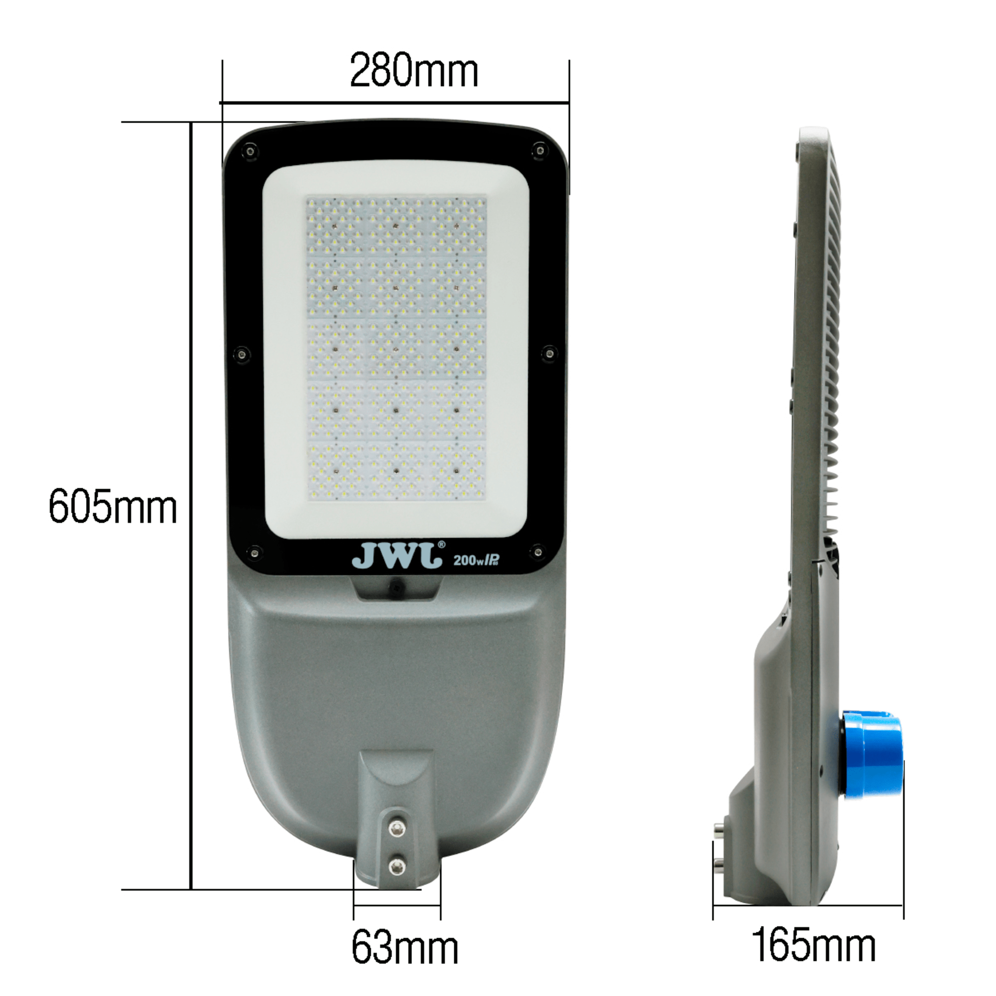 Luminario Urbano con Fotocelda / 200W / Flujo Luminoso 32 000 lm / Ángulo de Luz 105°-135° / IP65 / Montaje en Poste o Brazo / Vida Útil 50 000 h.