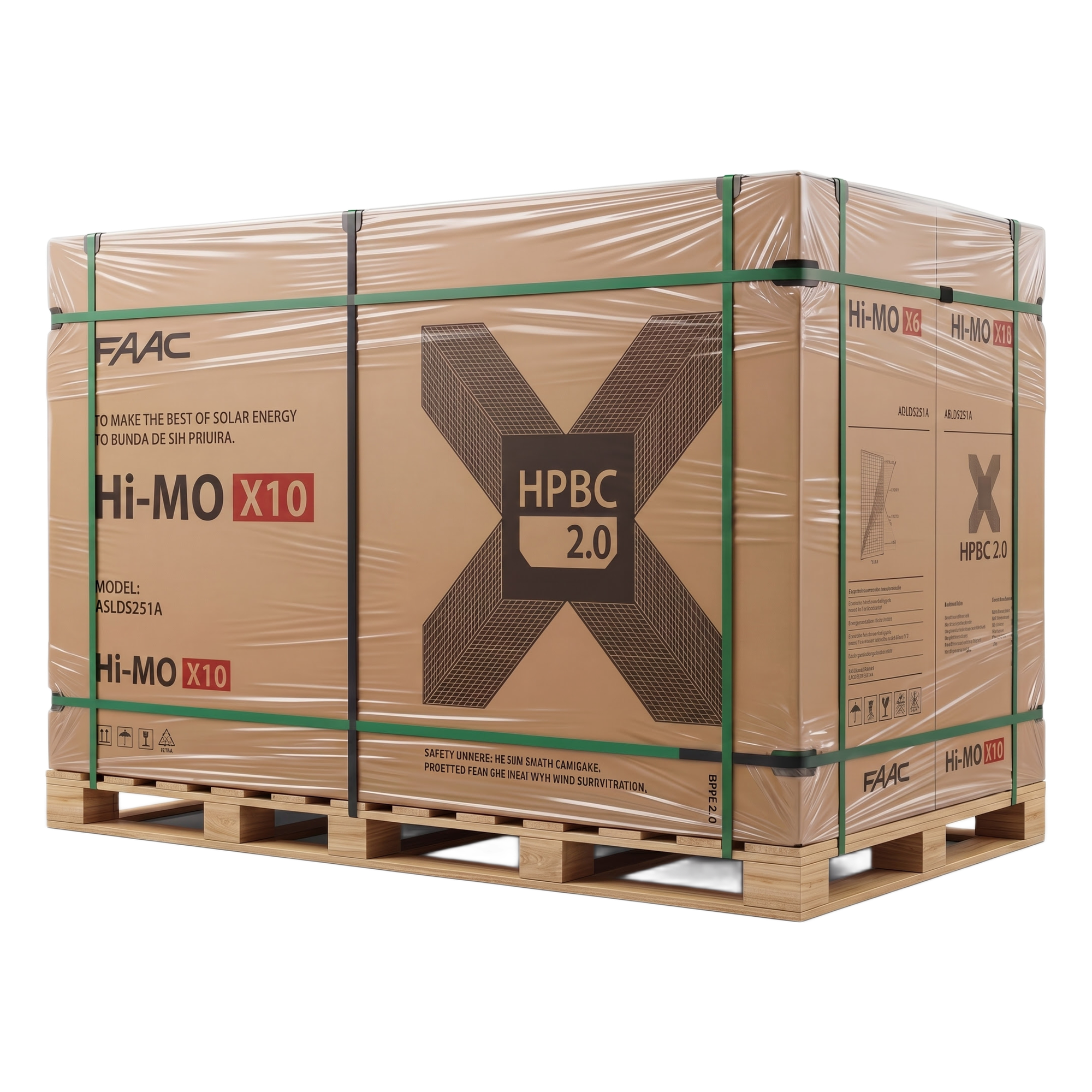 Pallet de Módulos Solares / 645 W / 53.8 Vcc / Eficiencia 23.7% / HPBC 2.0 / IP68 / Anti-Polvo — LONGI · SKU LR772HVHF645M/35PALLET