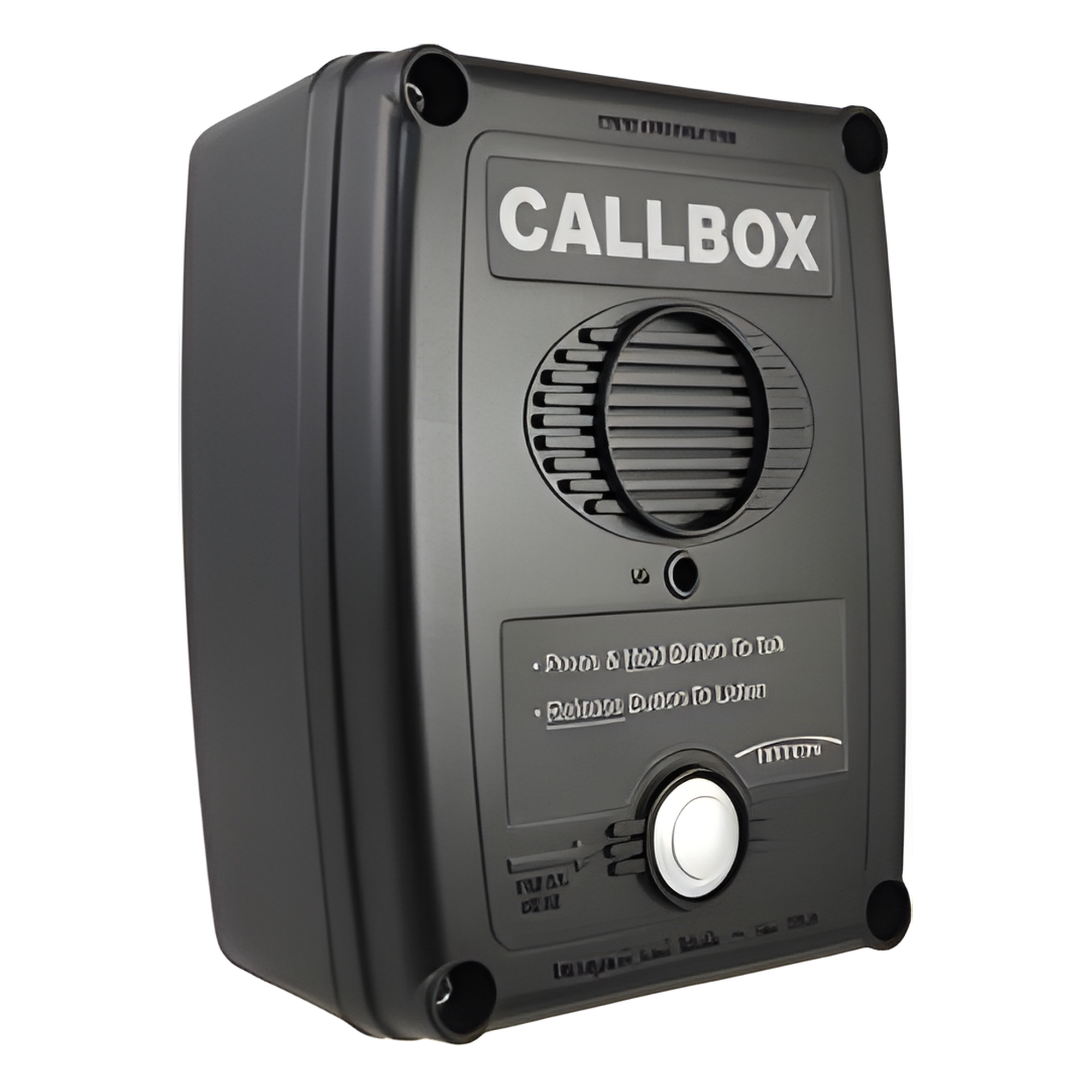 Callbox Inalámbrico UHF / 450-470 MHz / Gabinete de Policarbonato Resistente / PTT Antivandálico / Grabación de Mensajes / Uso en Exteriores — RITRON · SKU RQX-417-B