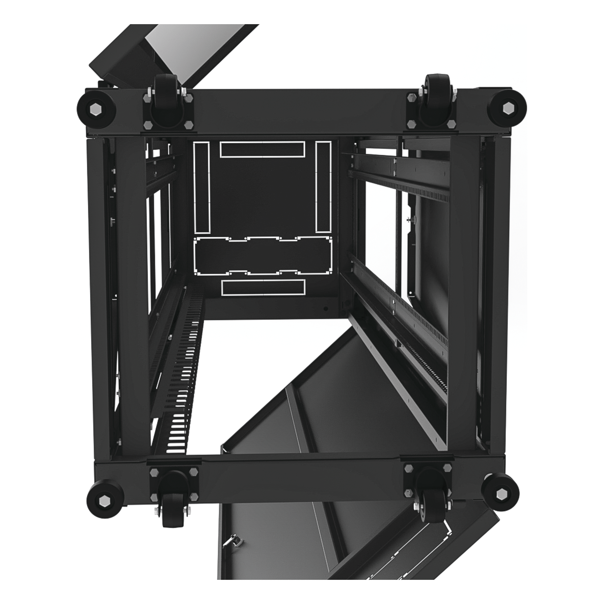 Gabinete Rack 19" / 42UR / 600 x 600 mm / Puerta Seguridad 3 Puntos / Cristal Templado / Laterales Desmontables